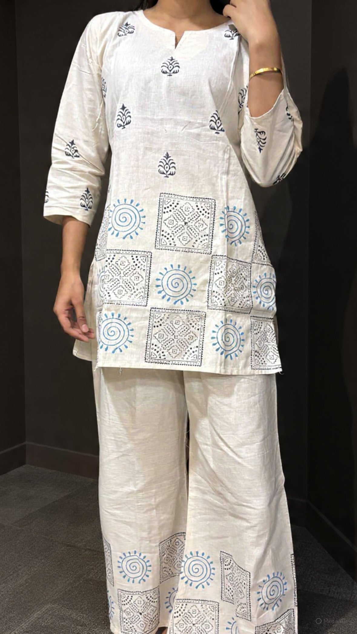 Ivory Blue Spiral Co-ord Set