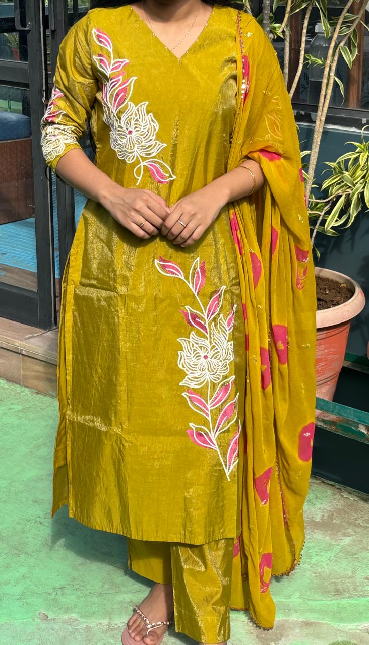 mustard rani suit set