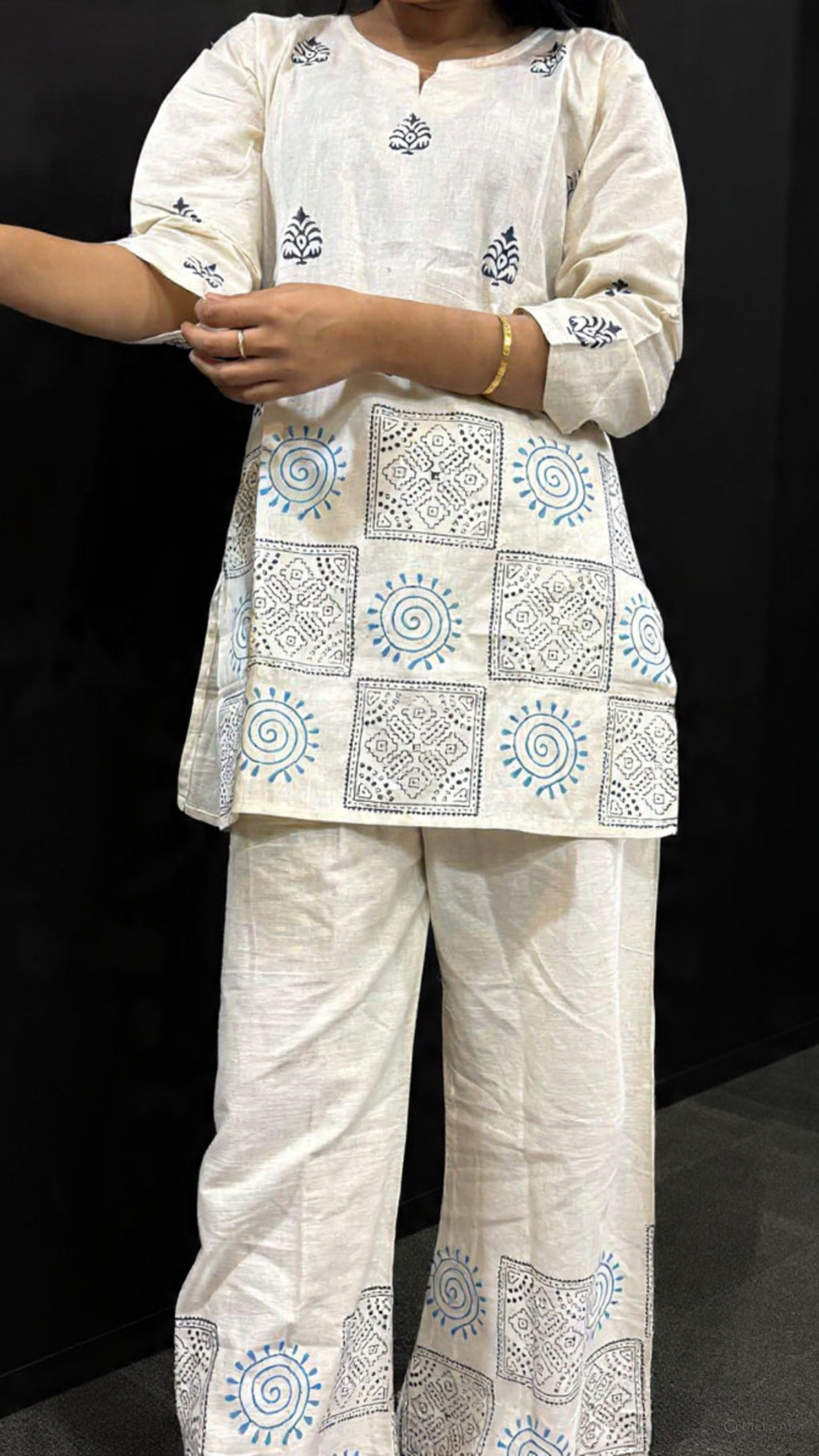 Ivory Blue Spiral Co-ord Set