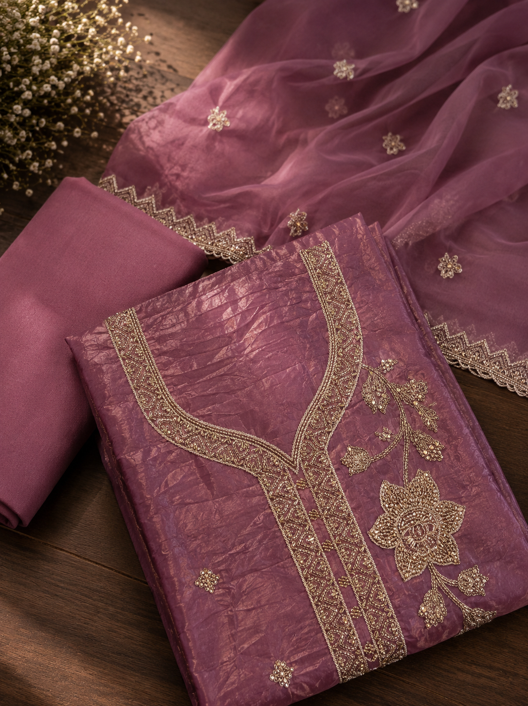 Meher crush tissue unstitched suit