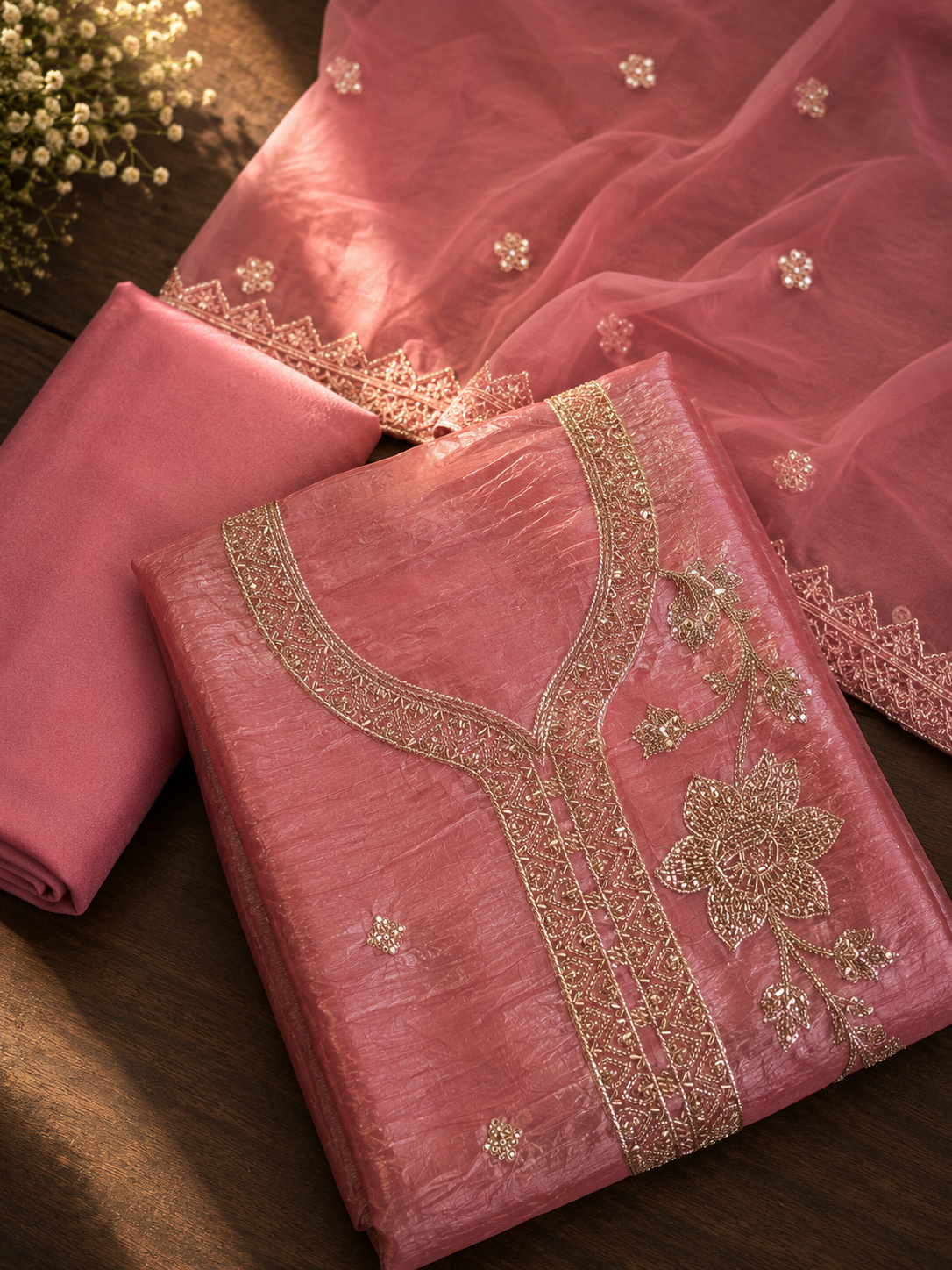 Meher crush tissue unstitched suit
