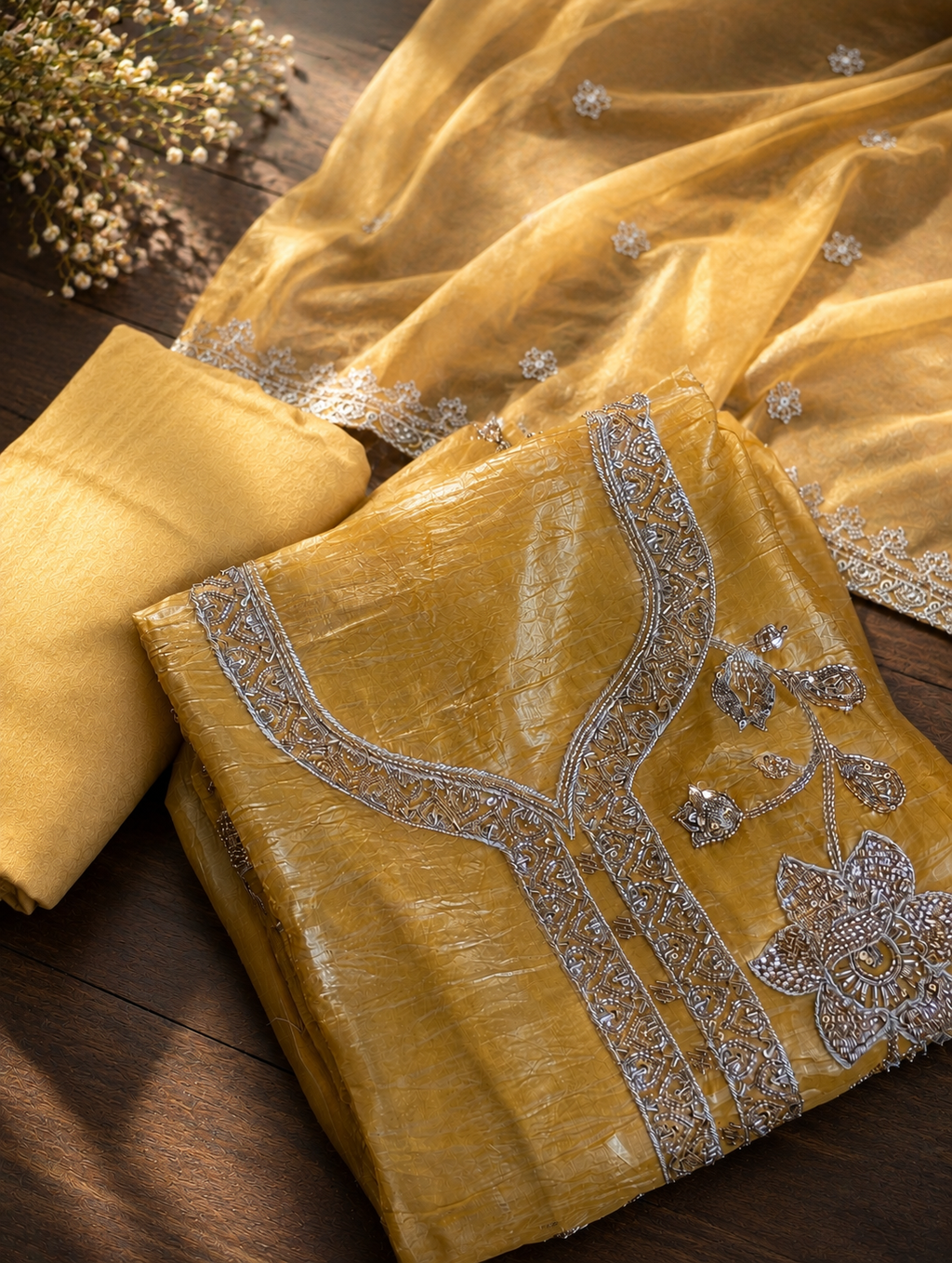 Meher crush tissue unstitched suit