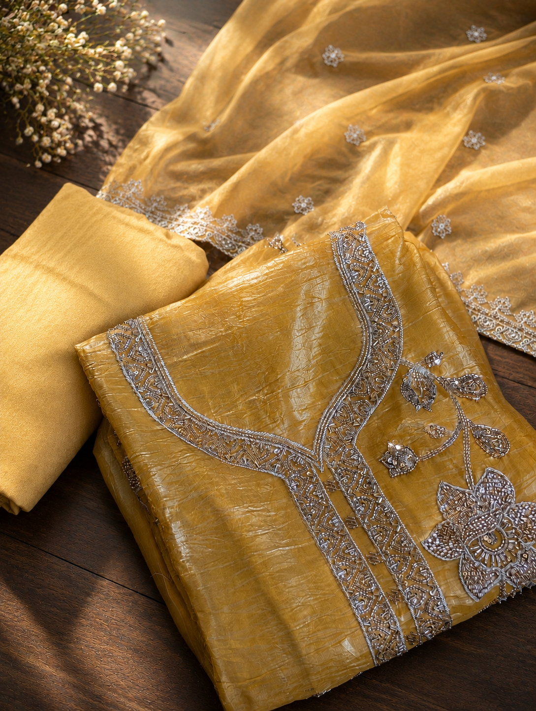 Meher crush tissue unstitched suit
