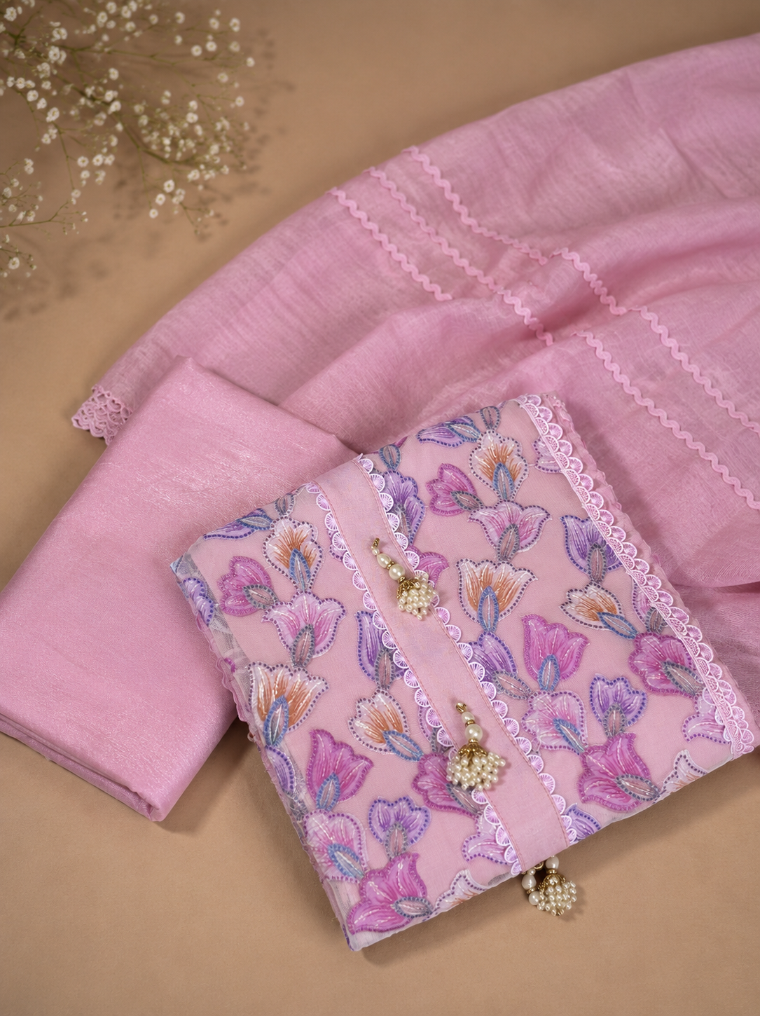 Muslin unstitched suit set