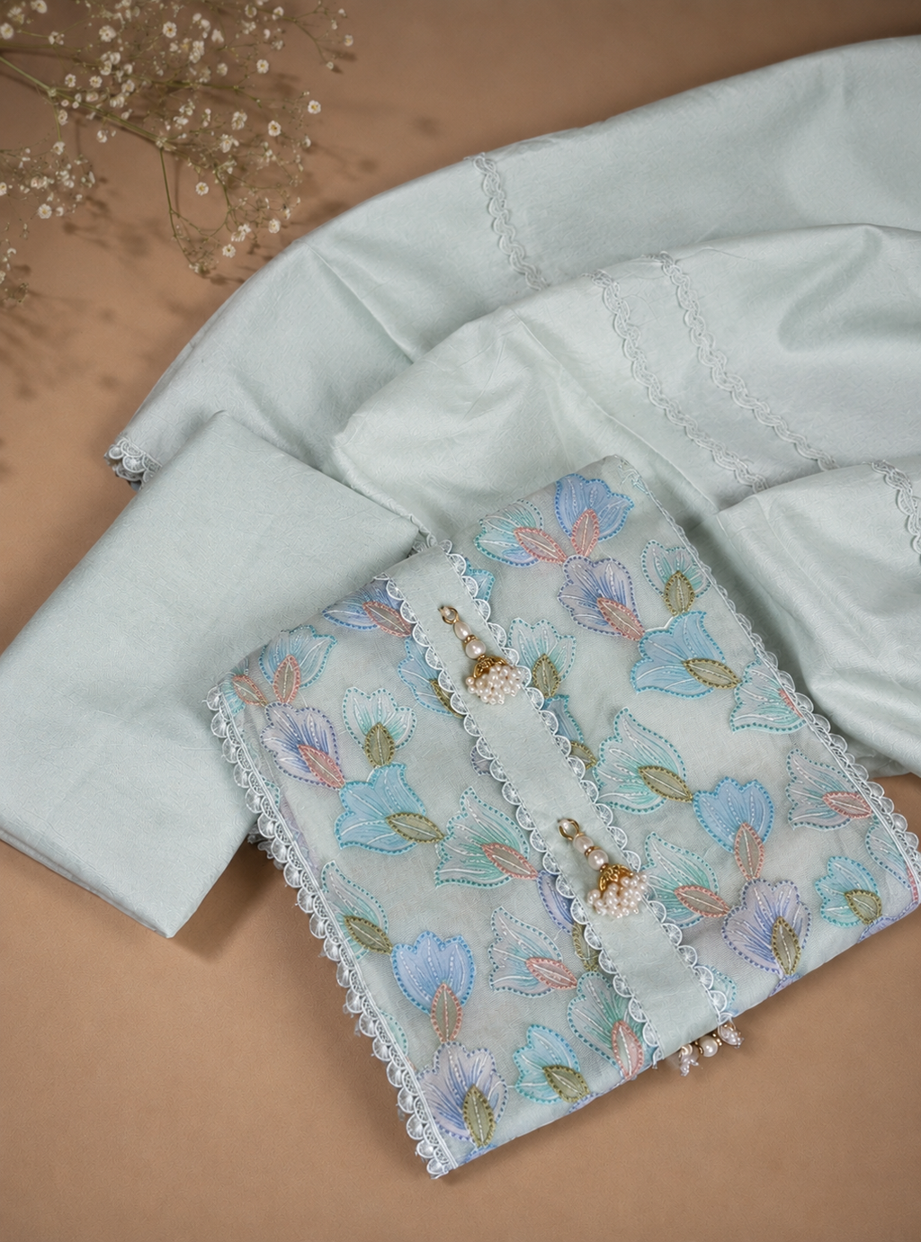 Muslin unstitched suit set
