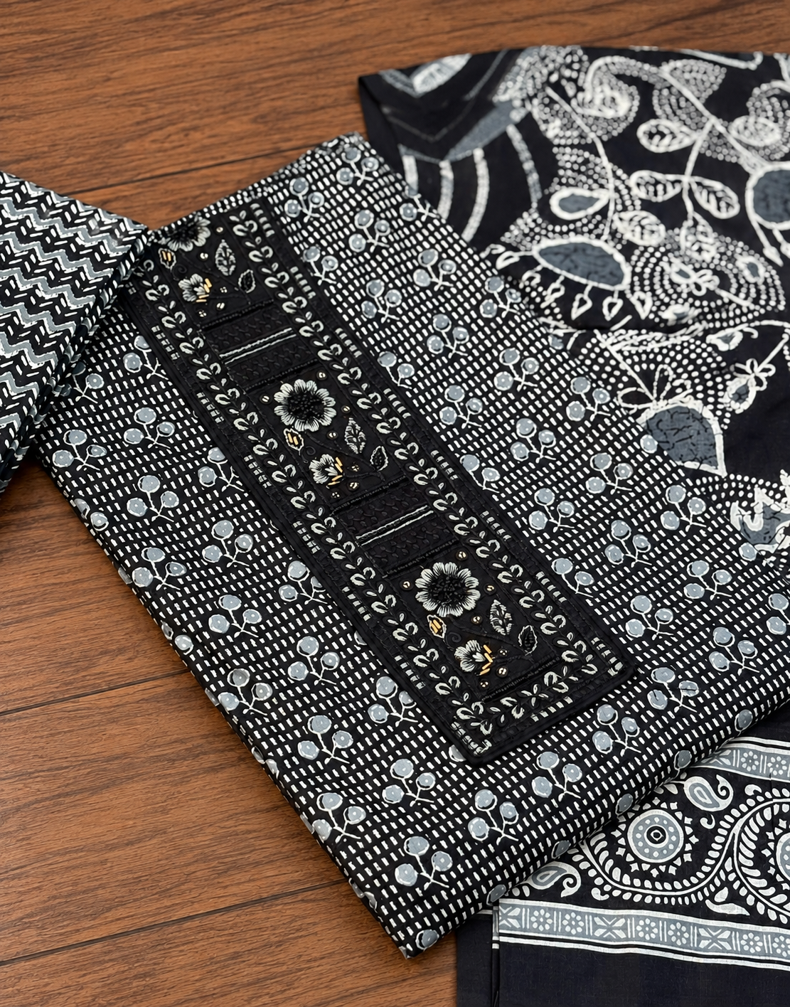 Black unstitched suit