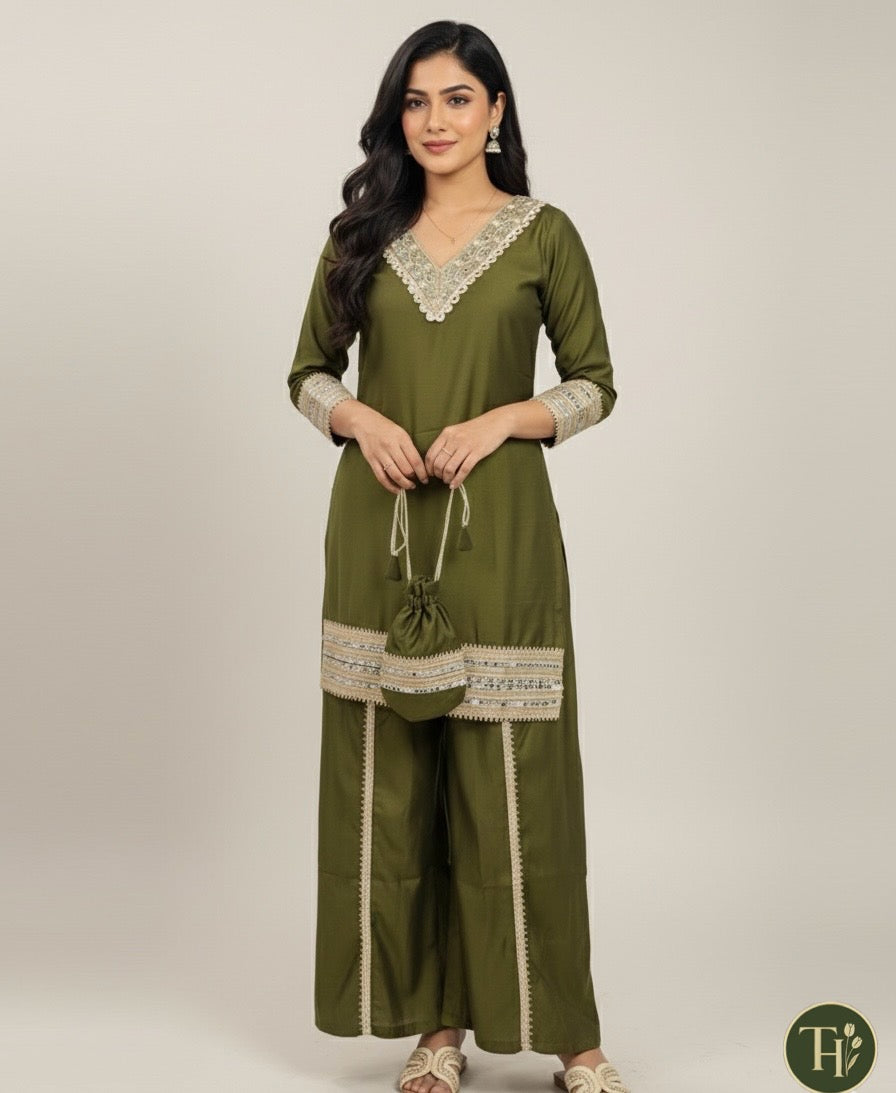 OLIVE POTLI CORD SET
