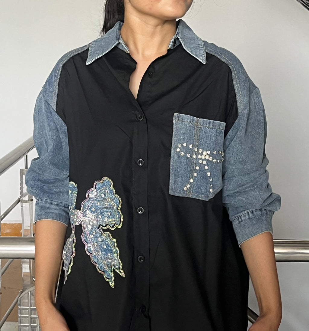 KOREAN SHIRT- BLACK