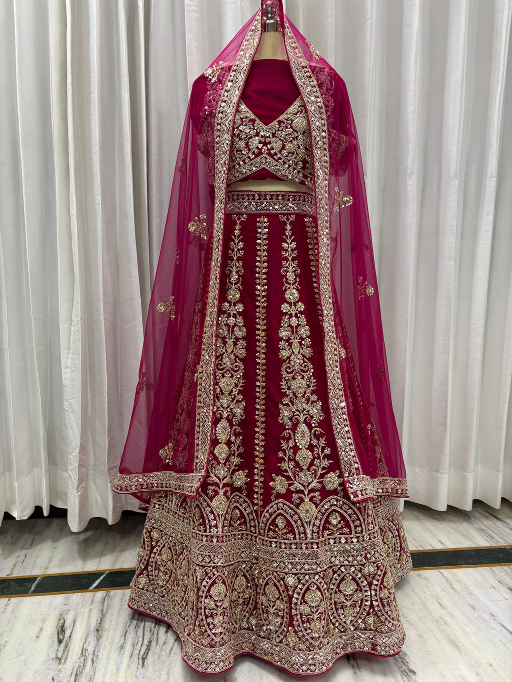 RANI PINK BEADSWORK LEHENGA
