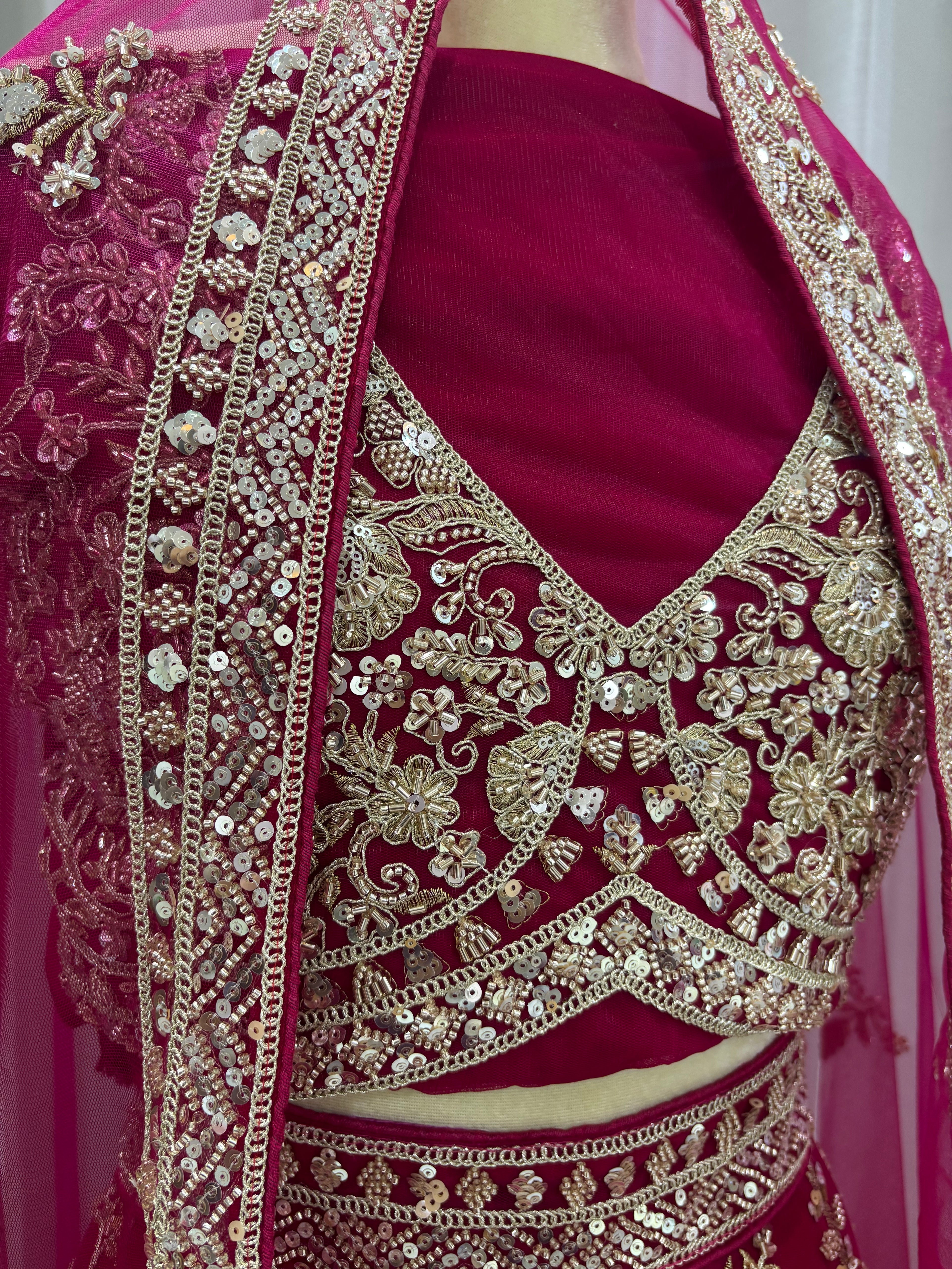 RANI PINK BEADSWORK LEHENGA