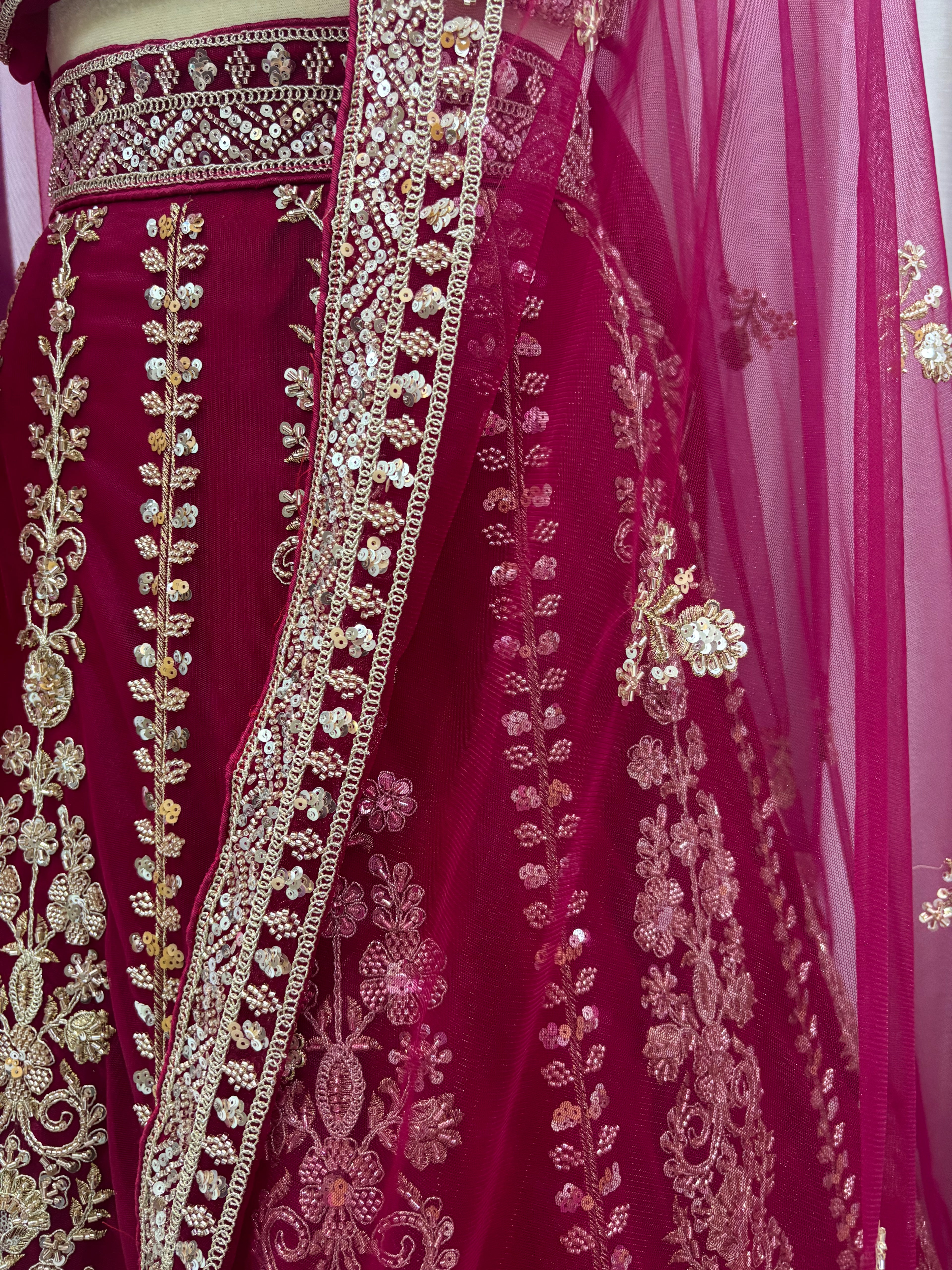 RANI PINK BEADSWORK LEHENGA