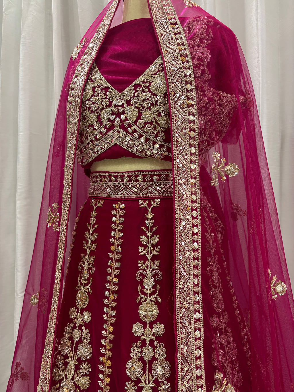 RANI PINK BEADSWORK LEHENGA