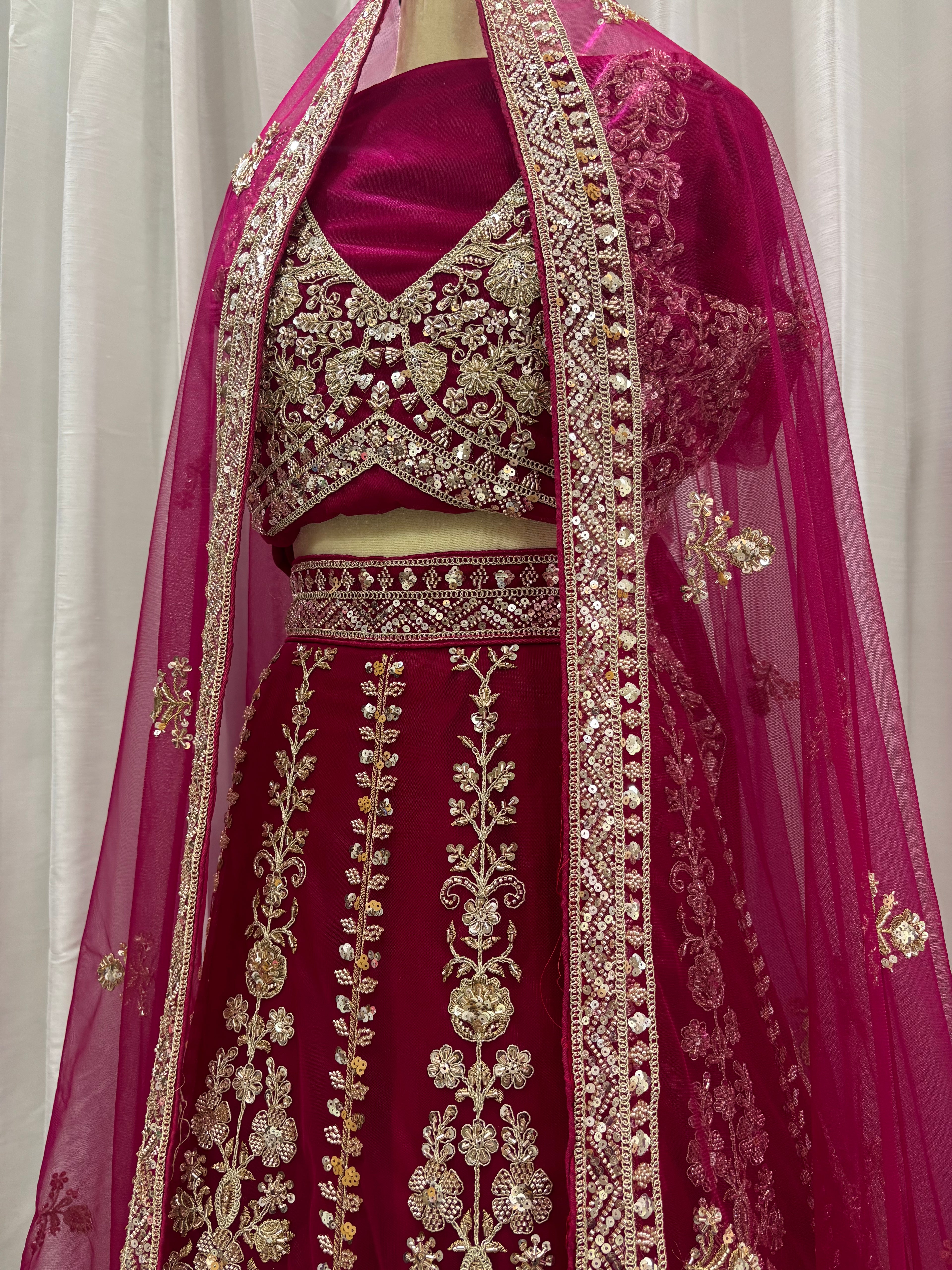 RANI PINK BEADSWORK LEHENGA
