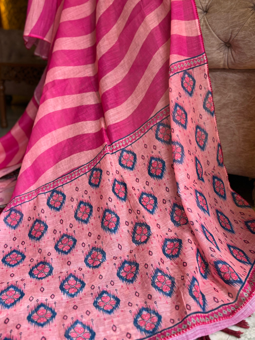 Rekha linen cotton saree