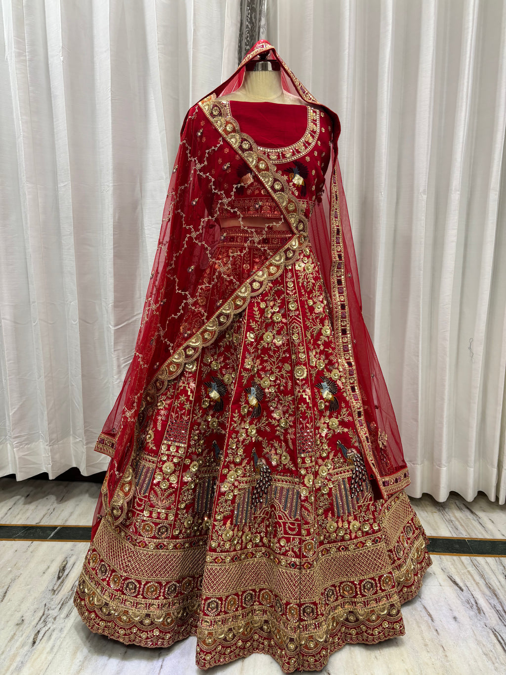 TAJ HEAVY RED BRIDAL LEHENGA
