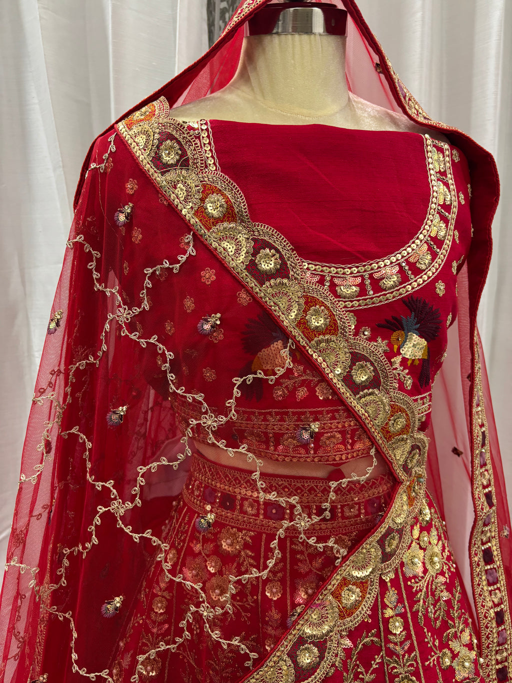 TAJ HEAVY RED BRIDAL LEHENGA