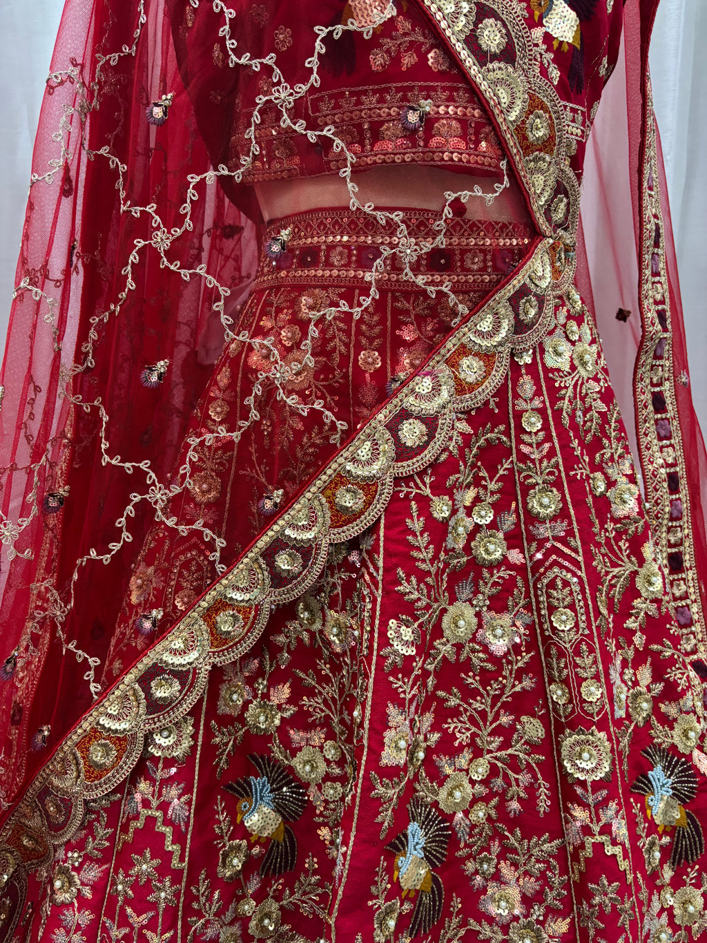 TAJ HEAVY RED BRIDAL LEHENGA