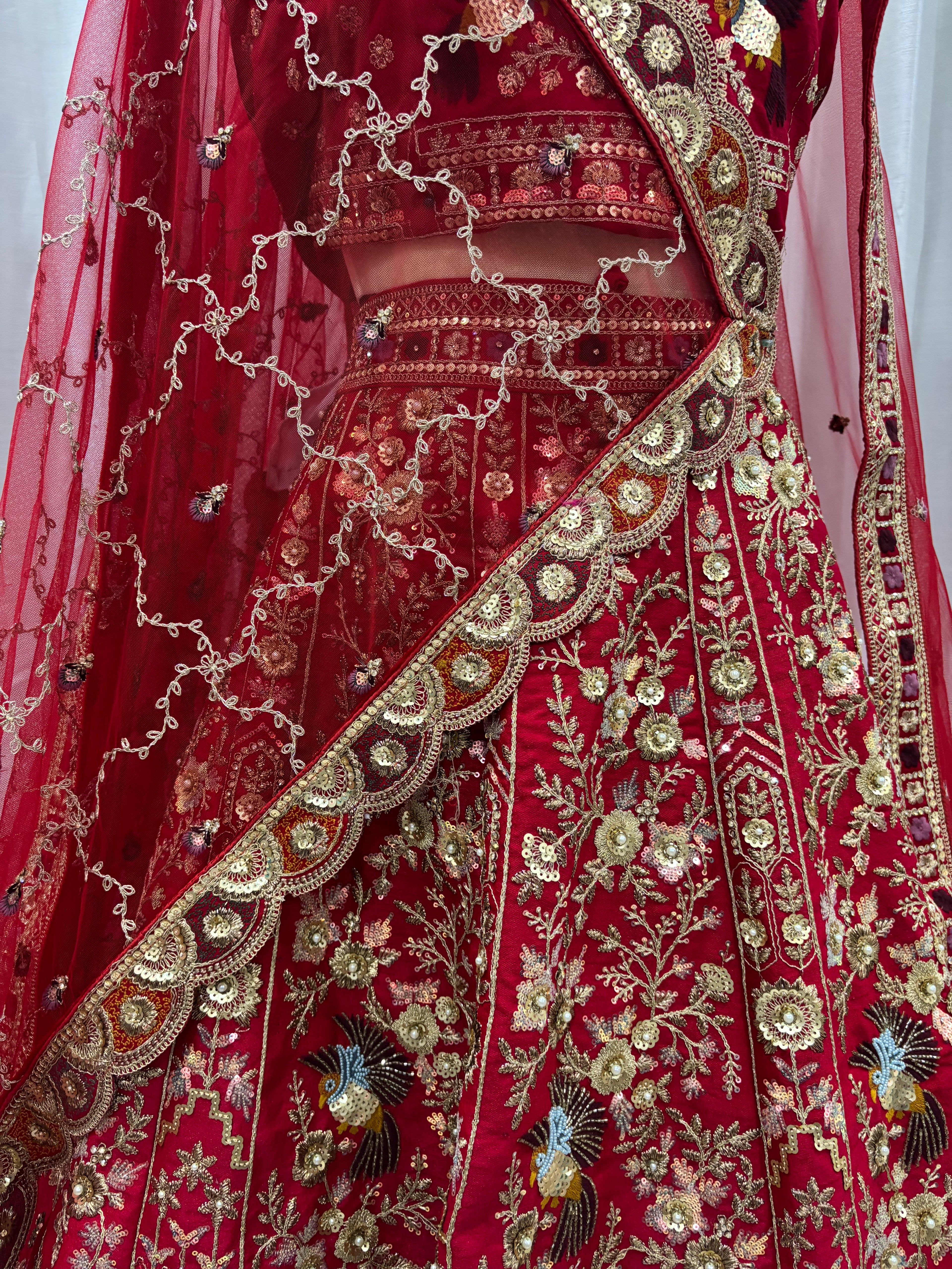 TAJ HEAVY RED BRIDAL LEHENGA