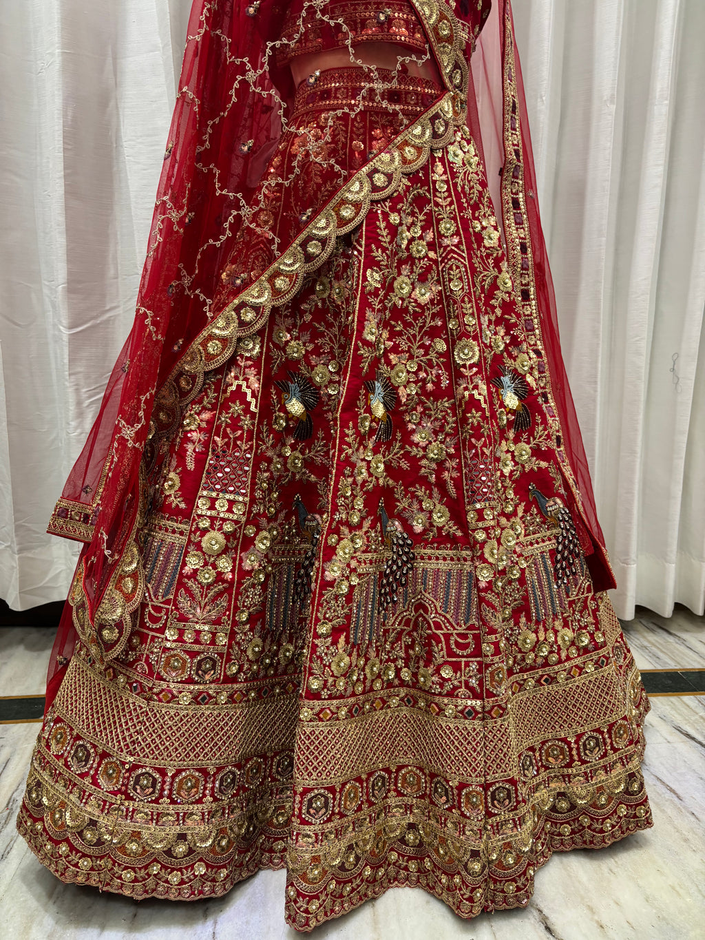 TAJ HEAVY RED BRIDAL LEHENGA