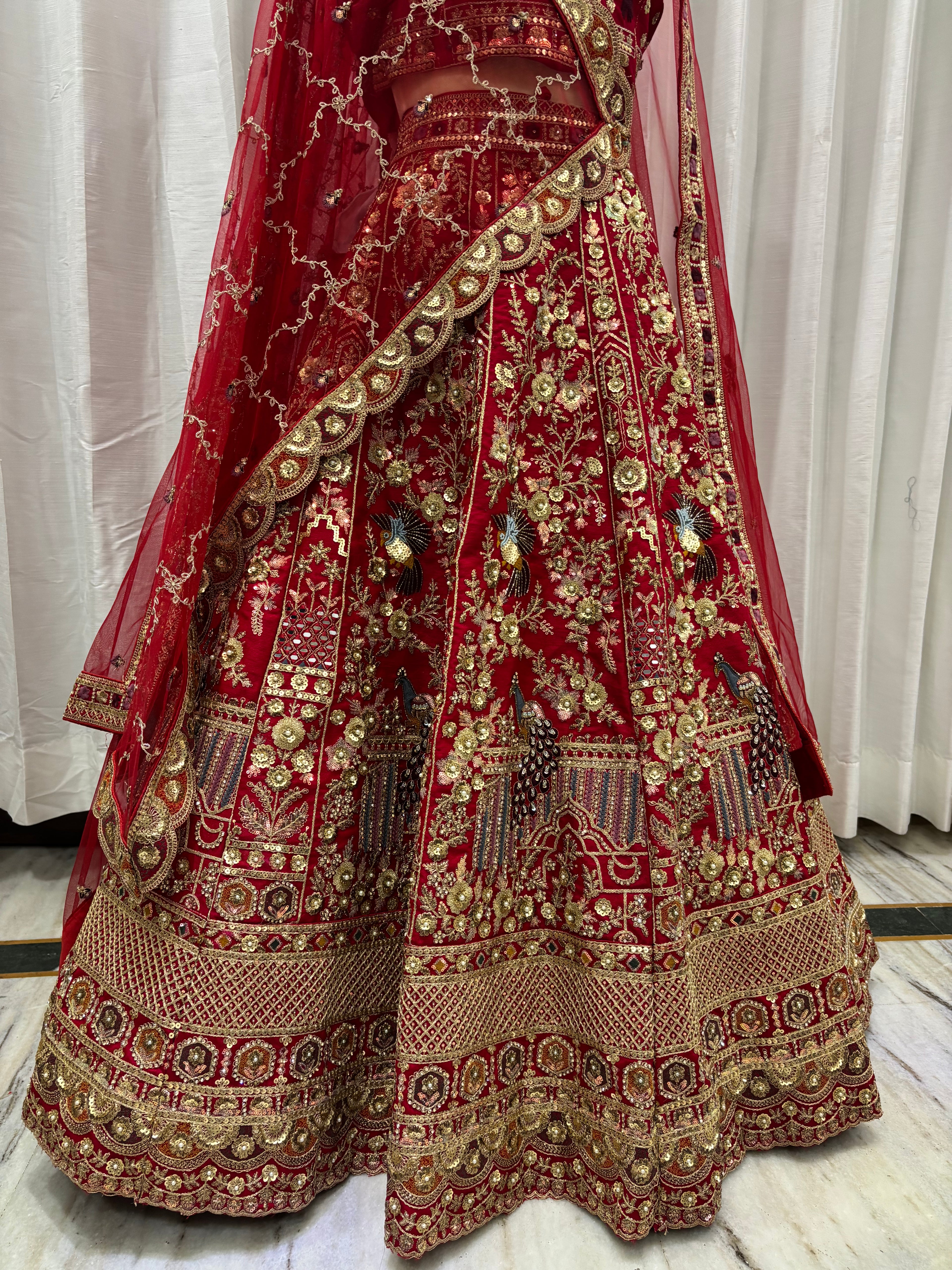 TAJ HEAVY RED BRIDAL LEHENGA