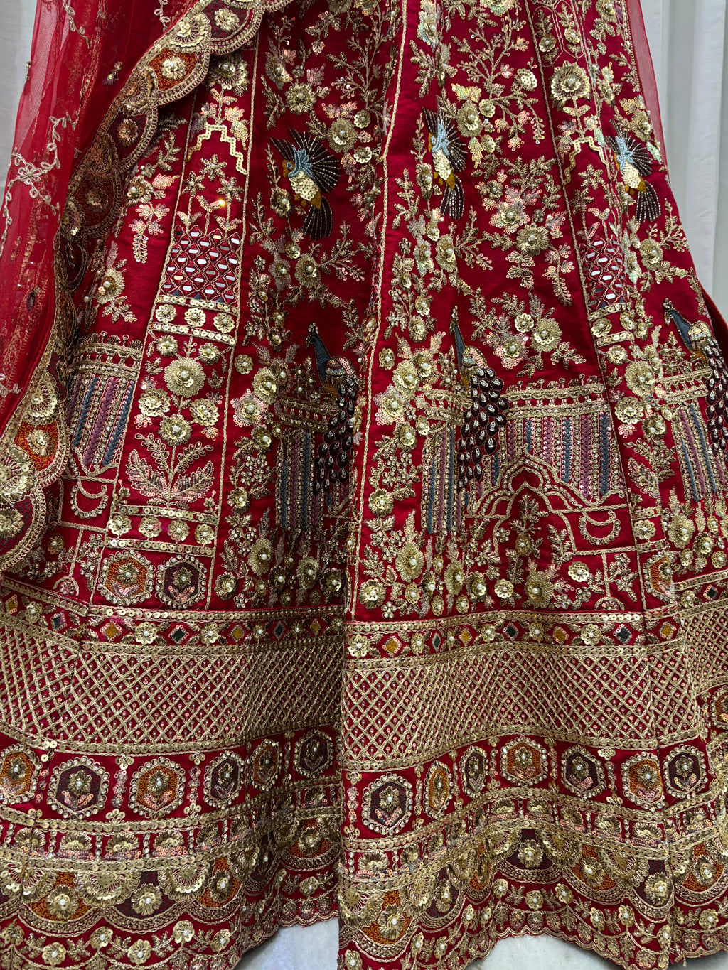 TAJ HEAVY RED BRIDAL LEHENGA