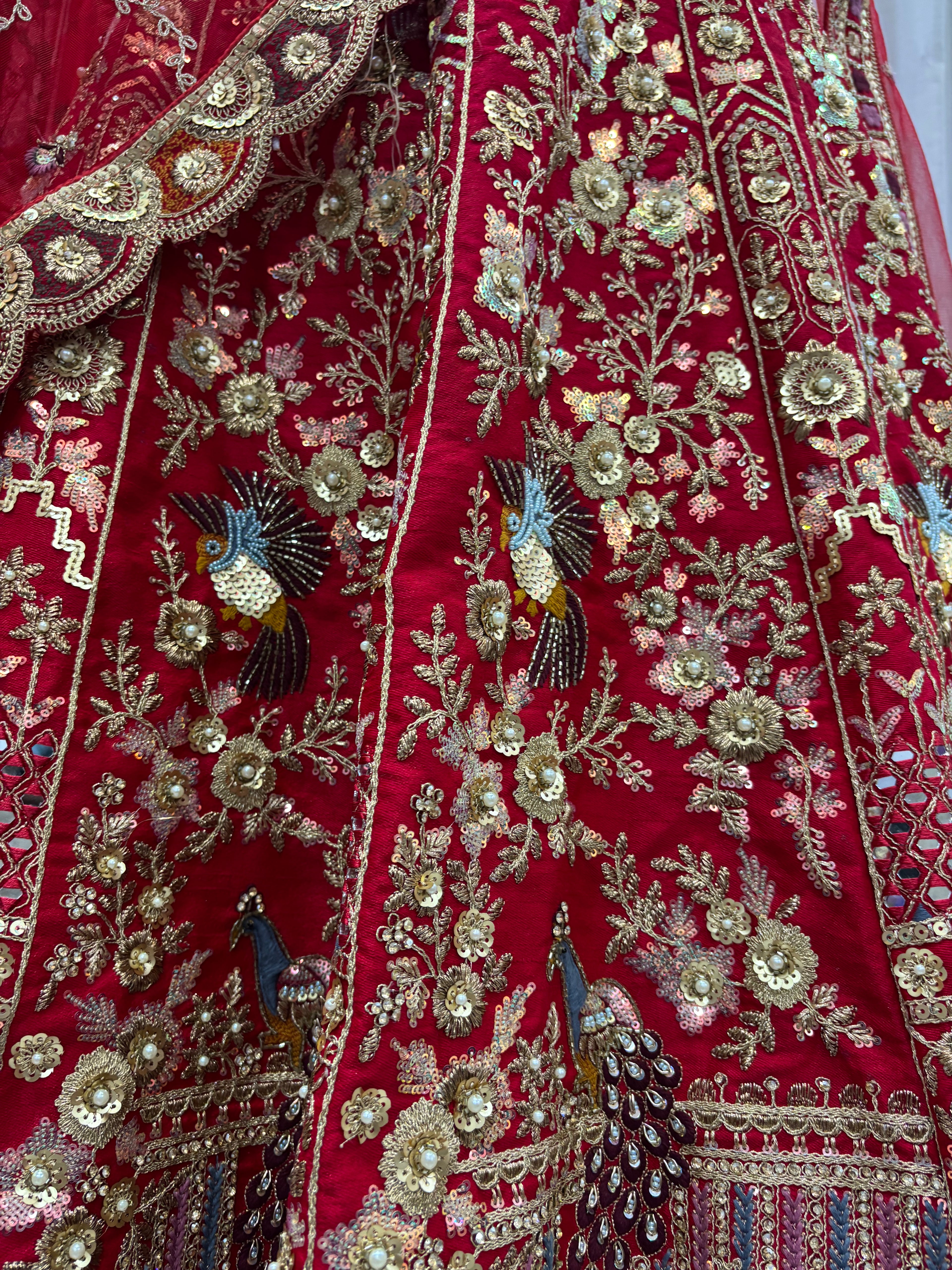 TAJ HEAVY RED BRIDAL LEHENGA