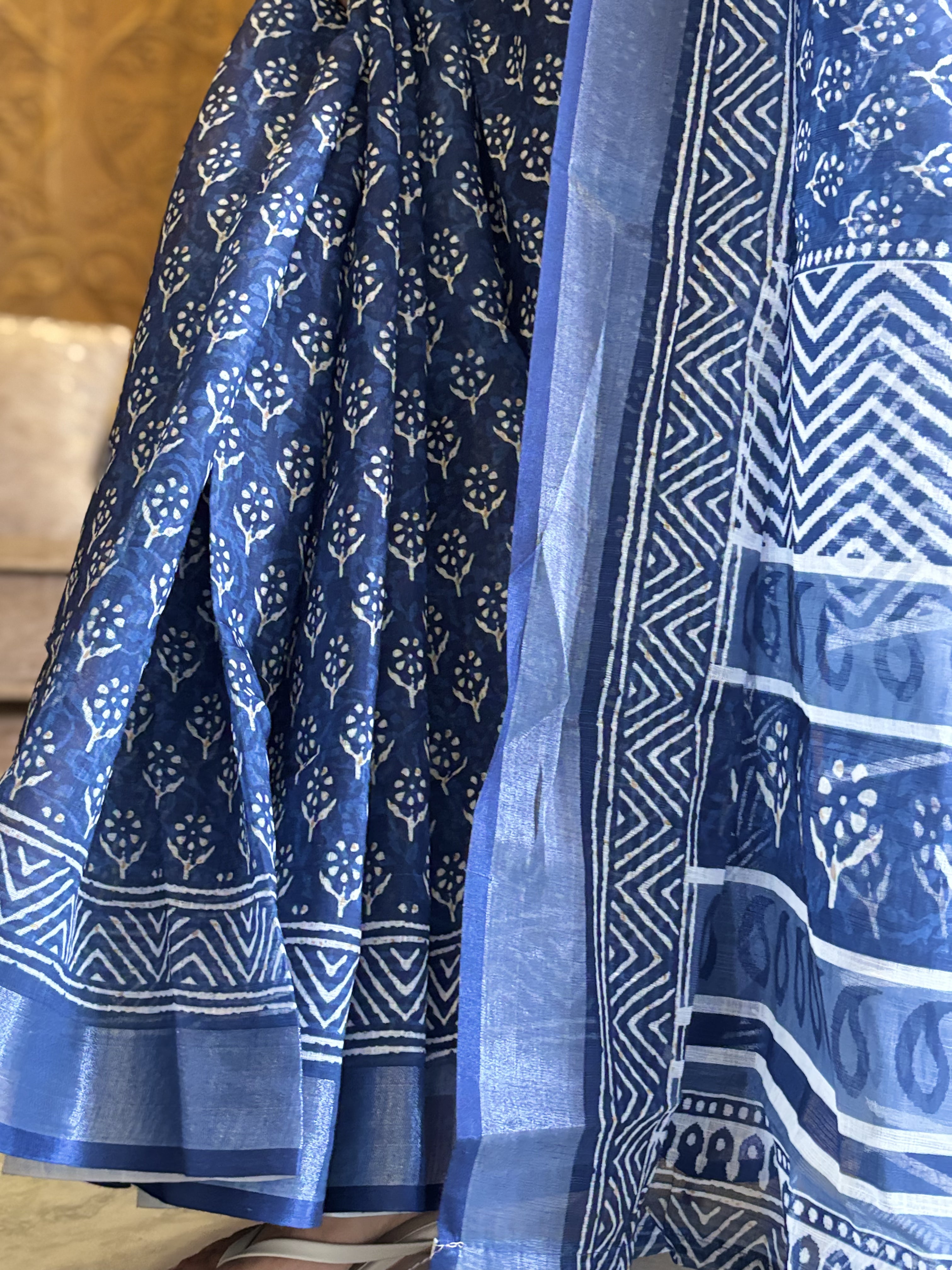 Neelika linen cotton saree