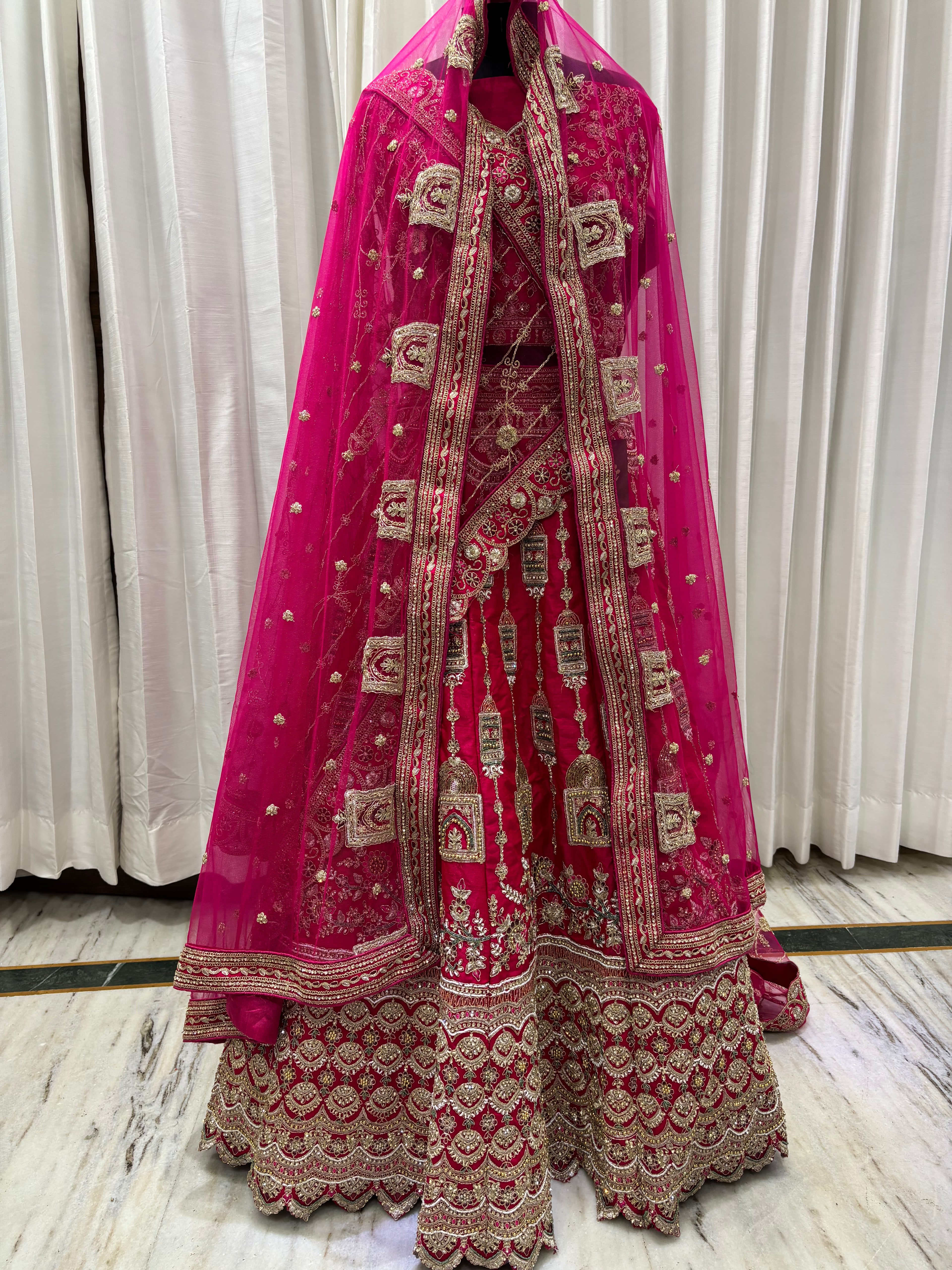 HEAVY PINK SILK BASED BRIDAL LEHENGA