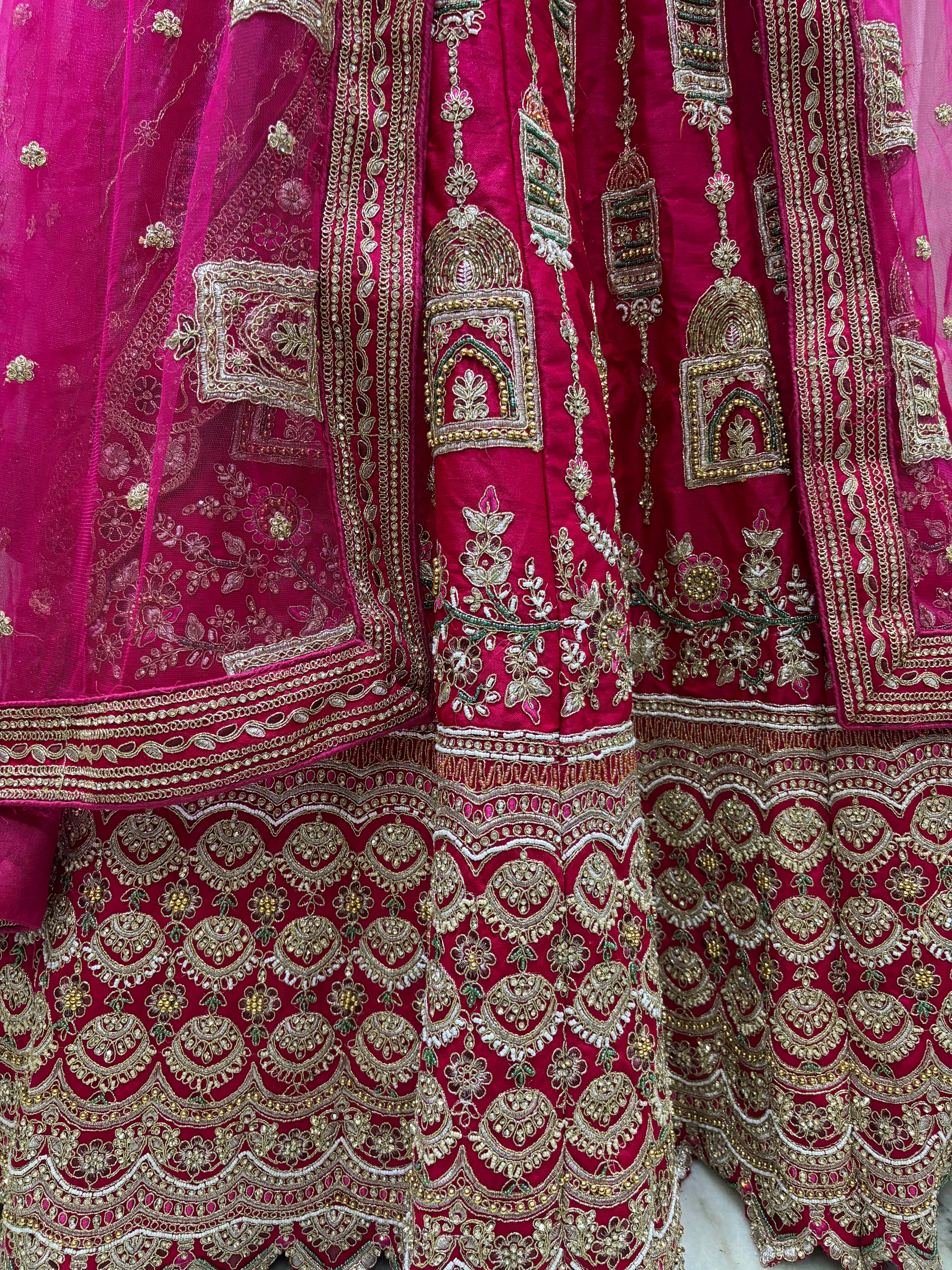 HEAVY PINK SILK BASED BRIDAL LEHENGA