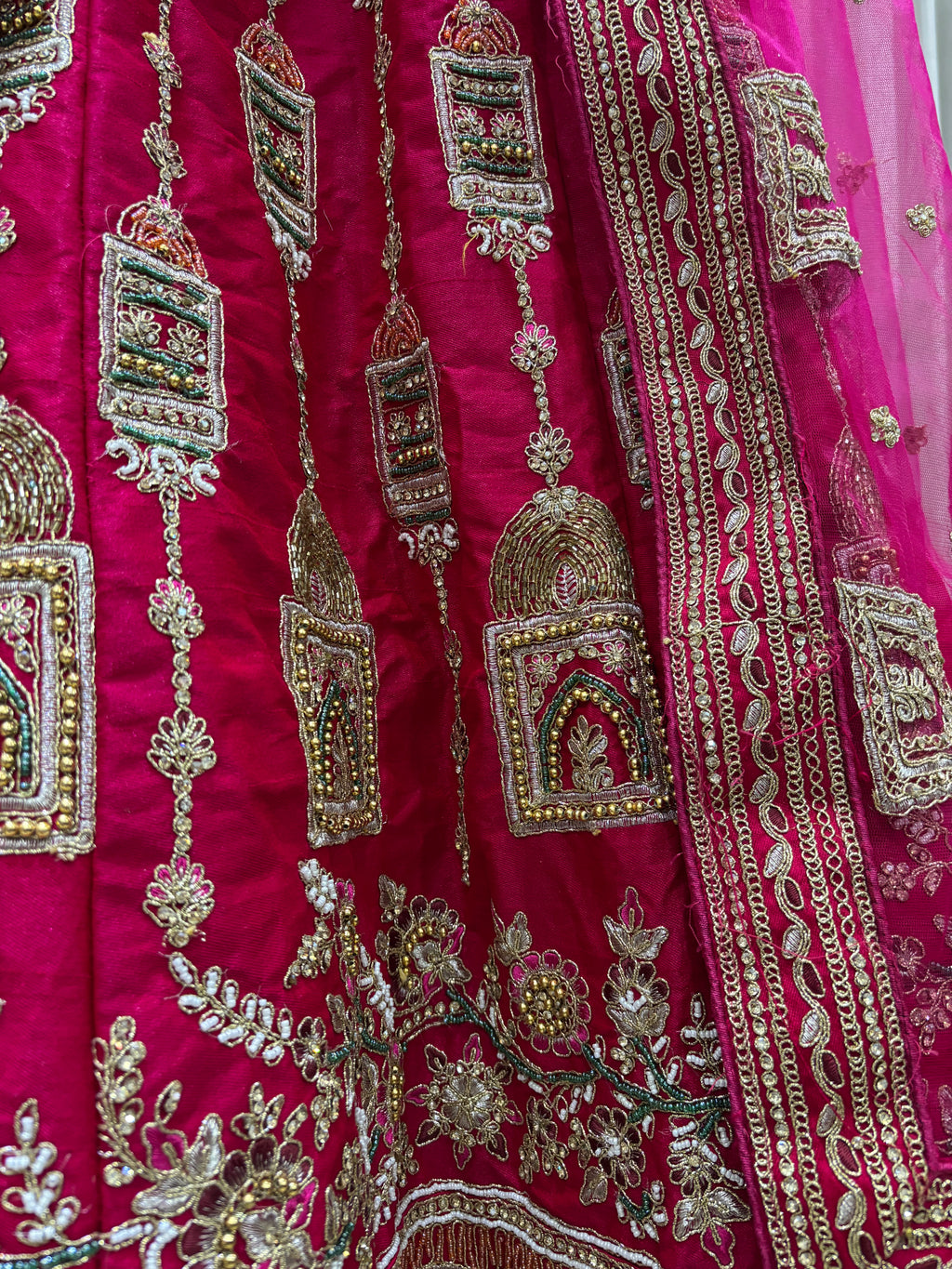 HEAVY PINK SILK BASED BRIDAL LEHENGA