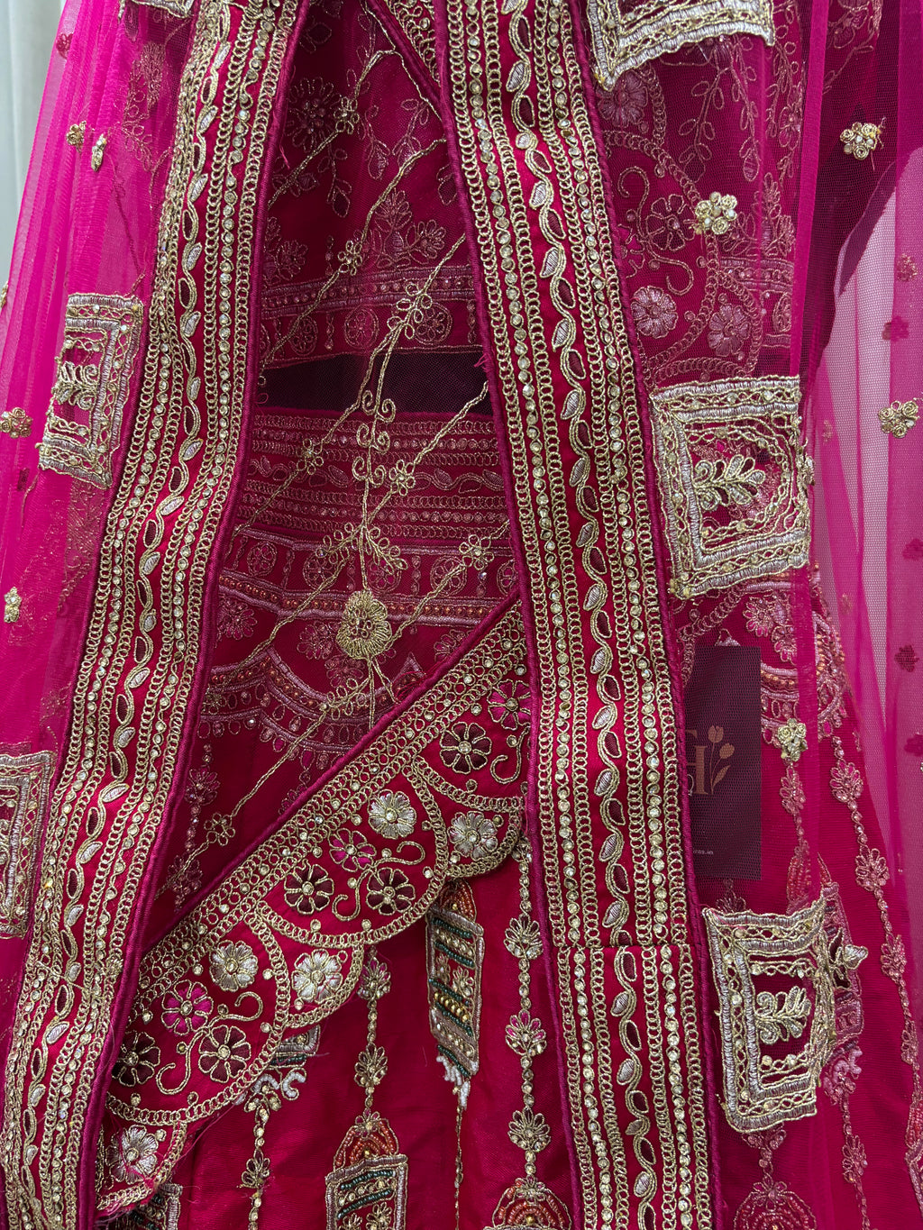 HEAVY PINK SILK BASED BRIDAL LEHENGA