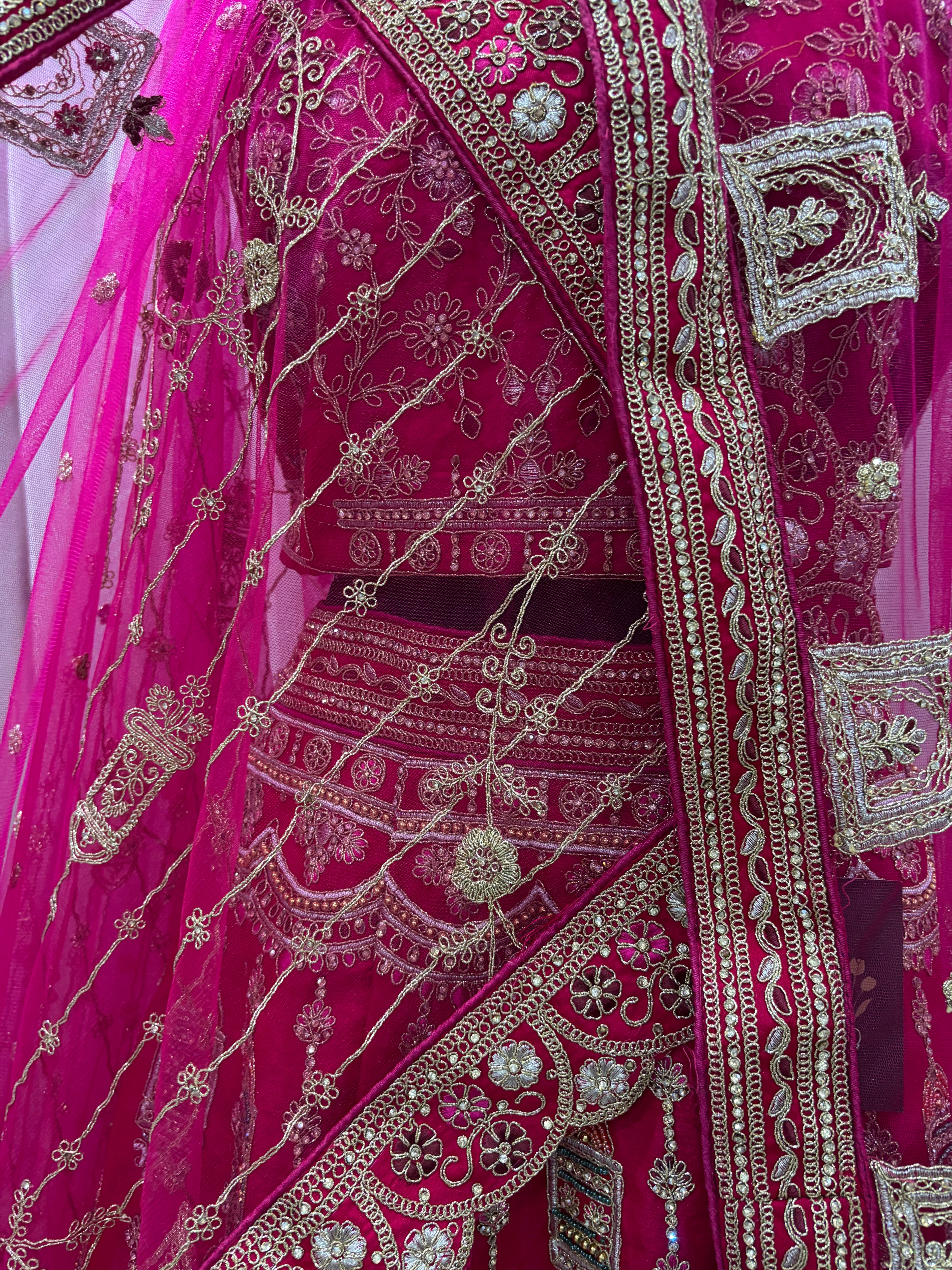 HEAVY PINK SILK BASED BRIDAL LEHENGA