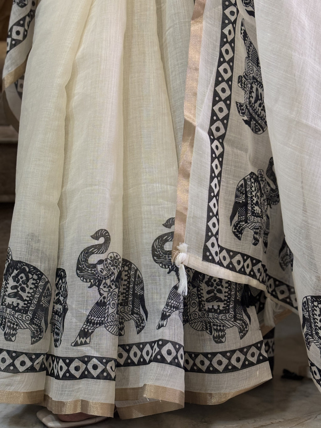 Gajveer linen cotton saree