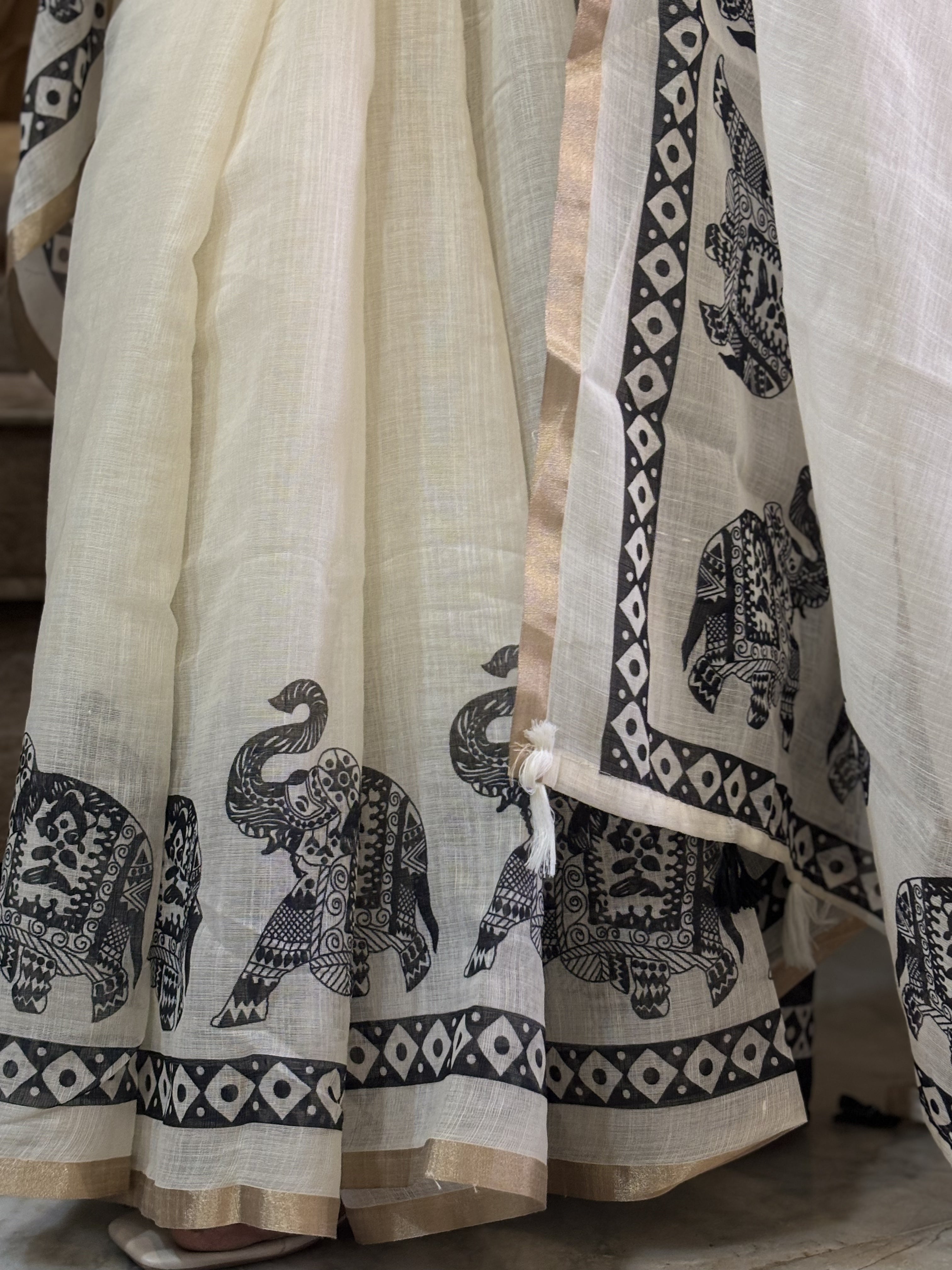 Gajveer linen cotton saree