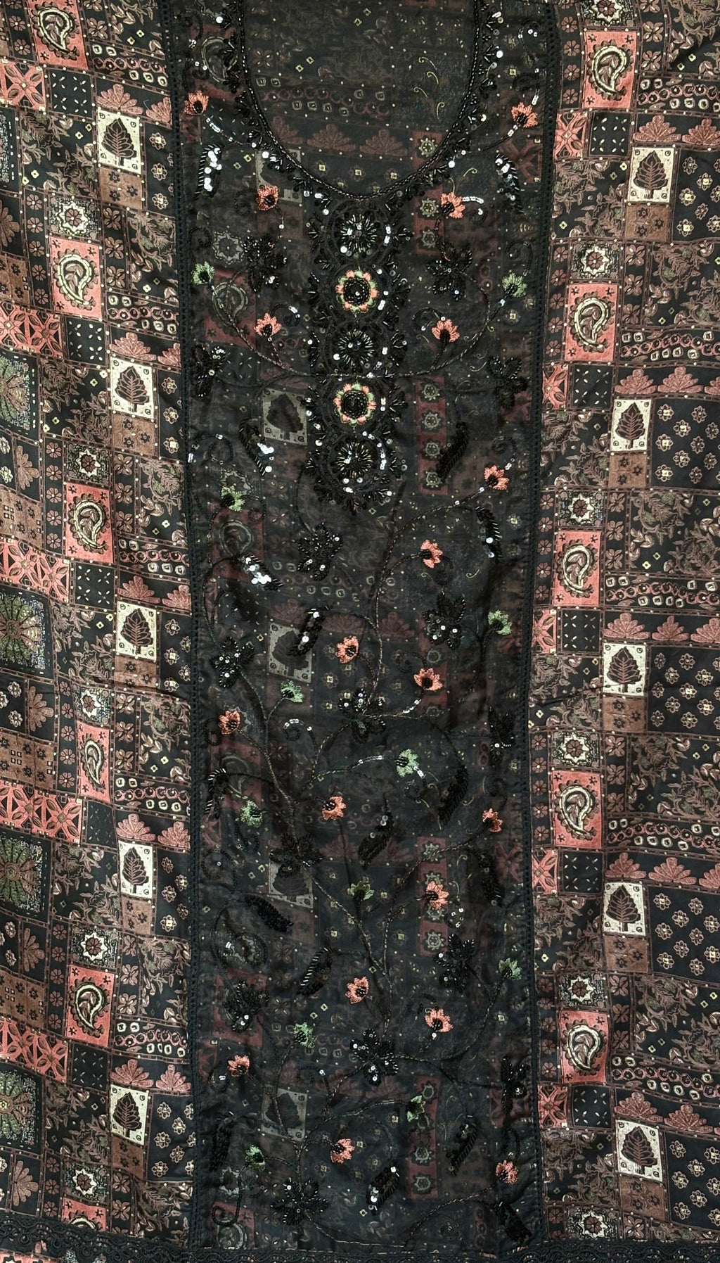 black beads unstitched suit