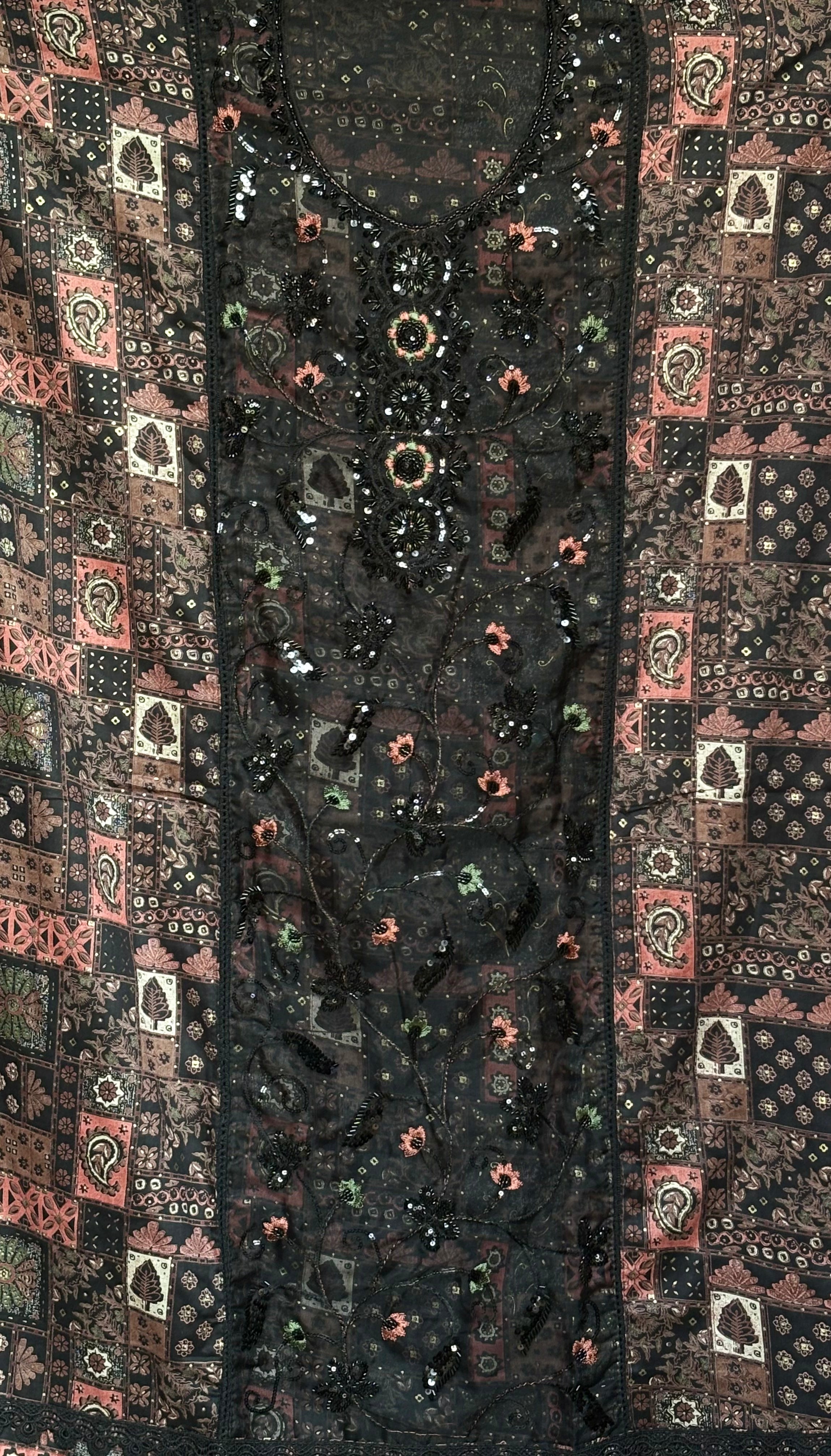 black beads unstitched suit