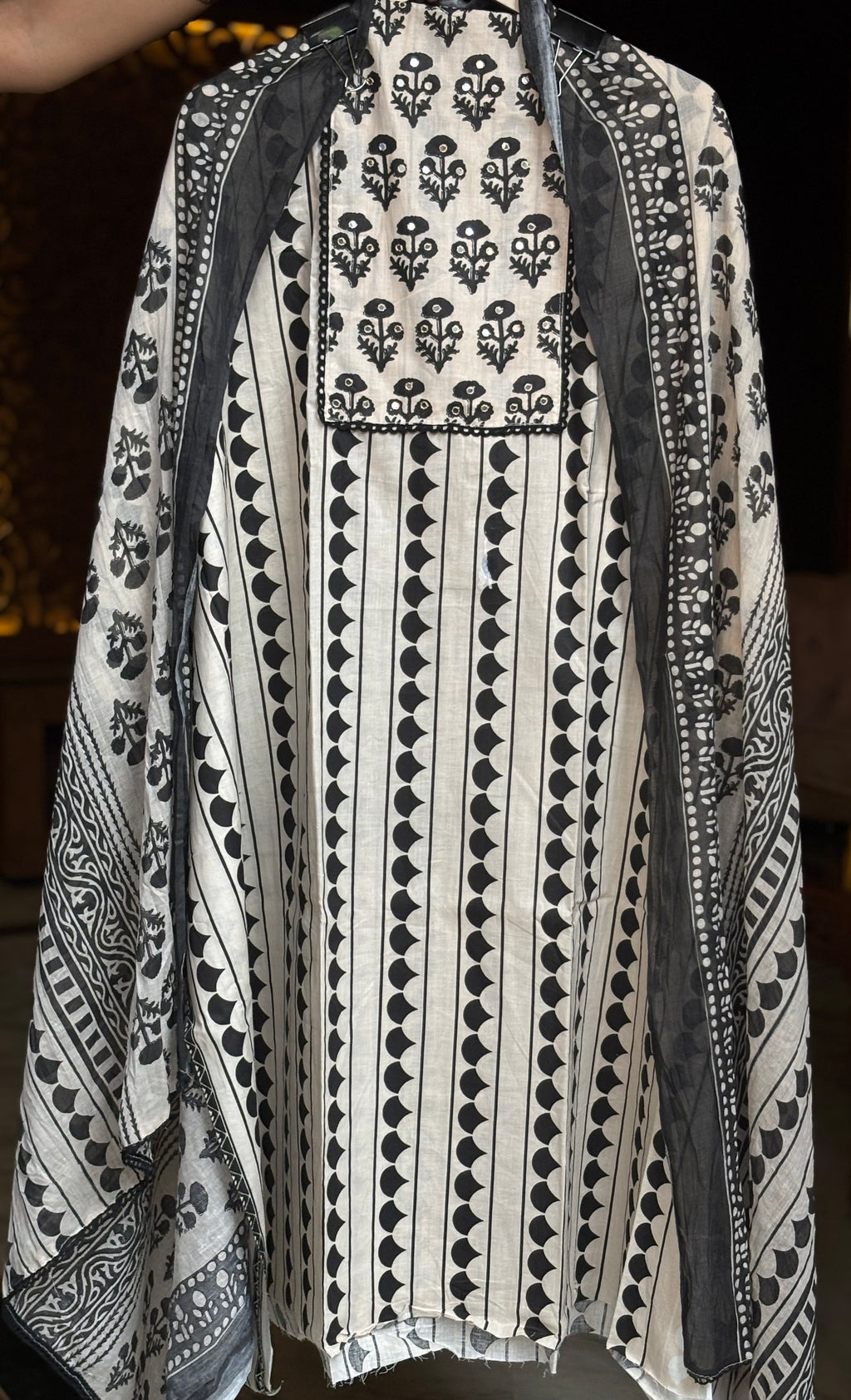 Ivory Black unstitched suit