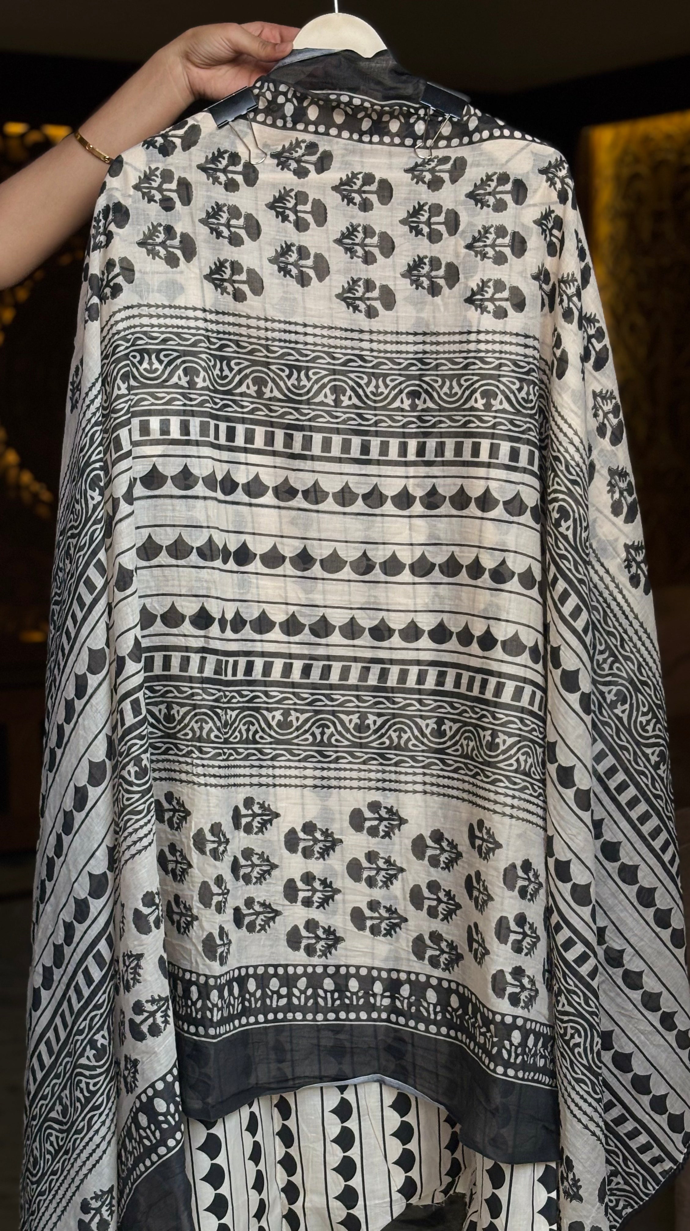 Ivory Black unstitched suit