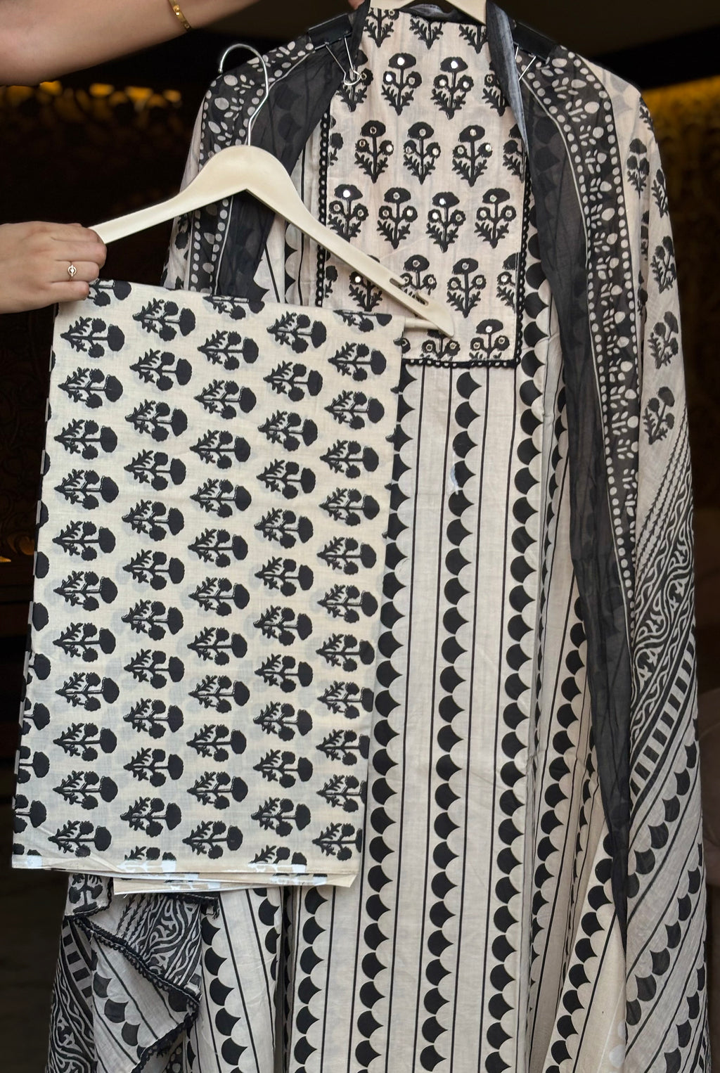 Ivory Black unstitched suit