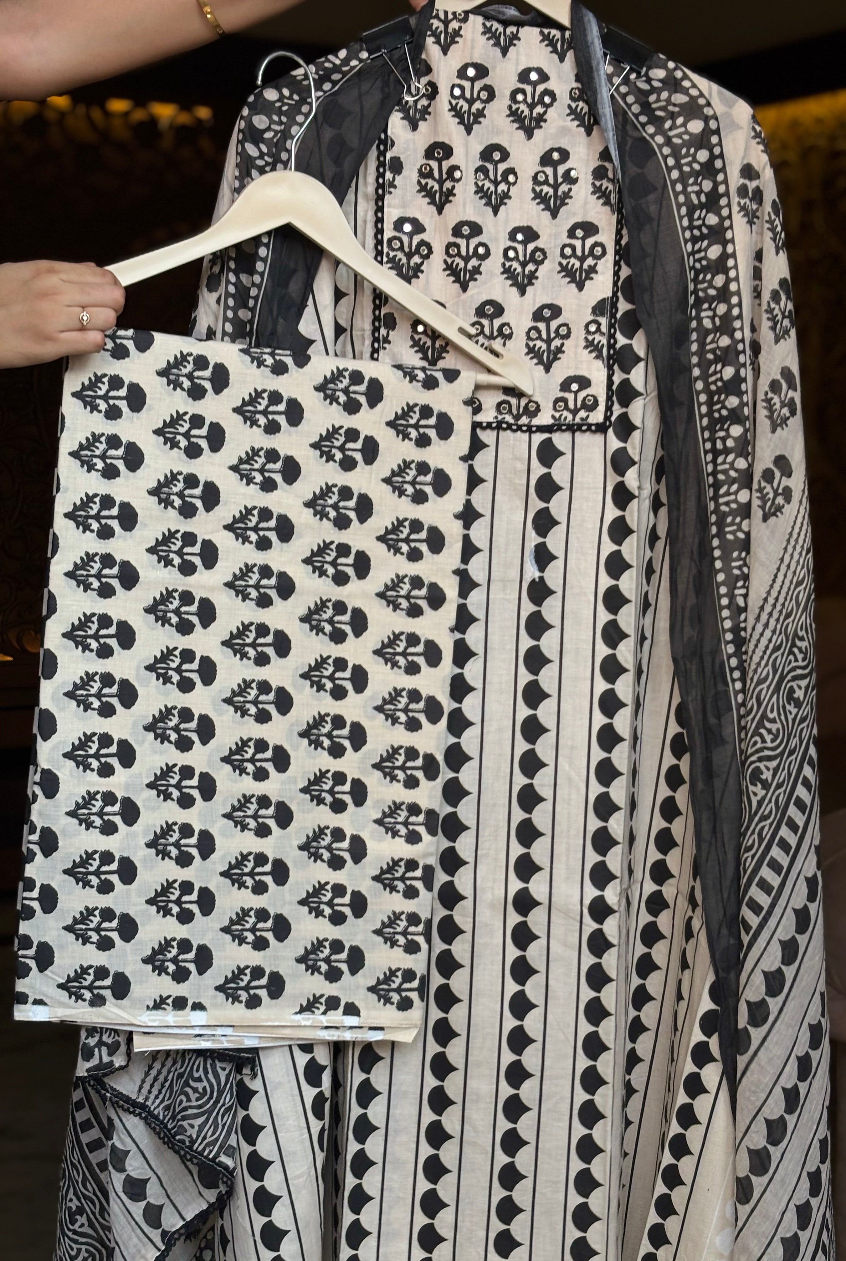 Ivory Black unstitched suit