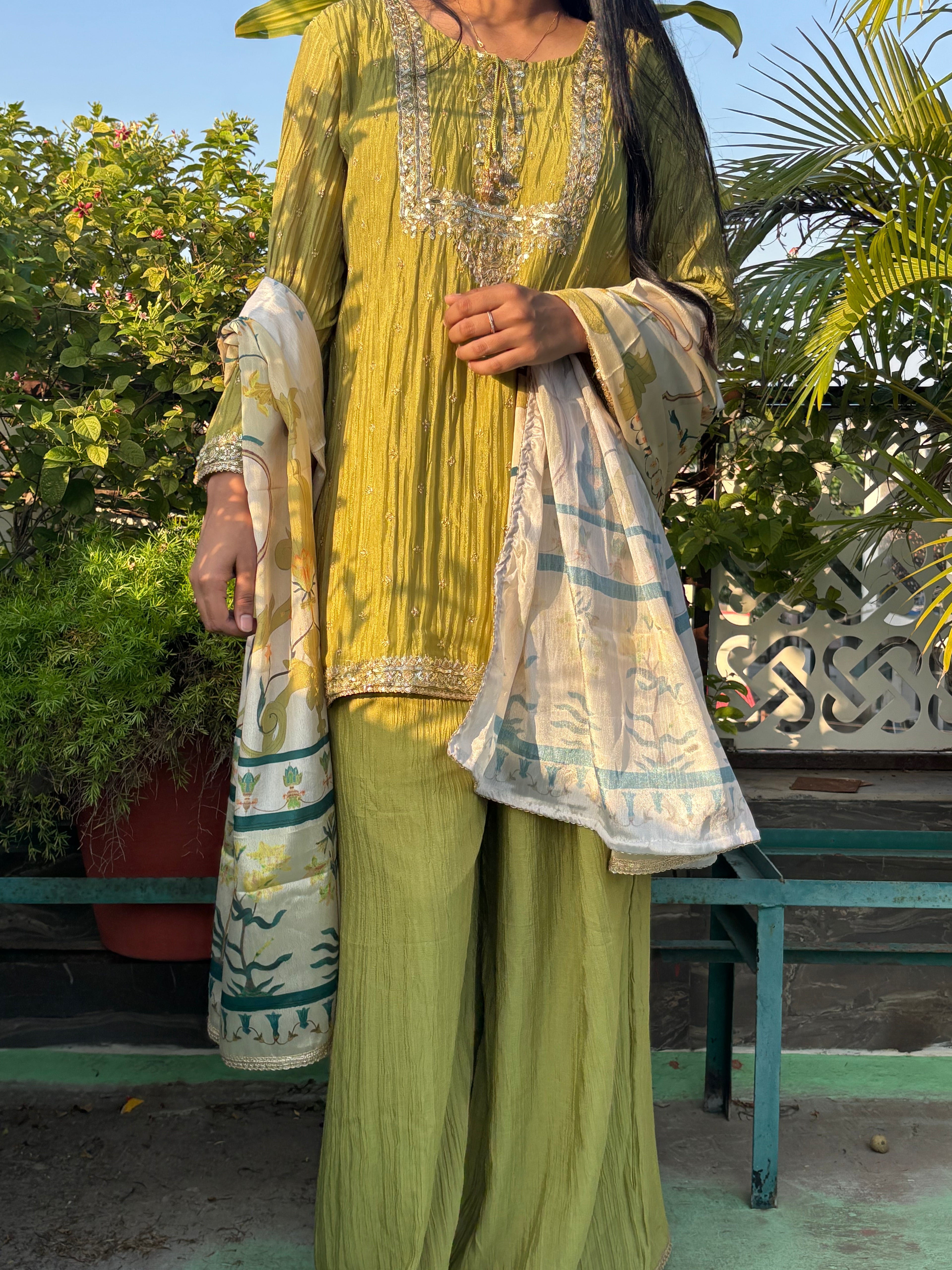 Pista Green Sharara Set