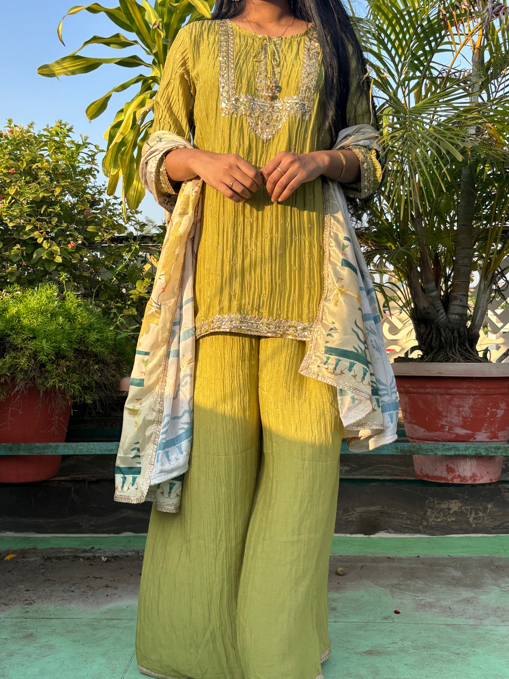 Pista Green Sharara Set