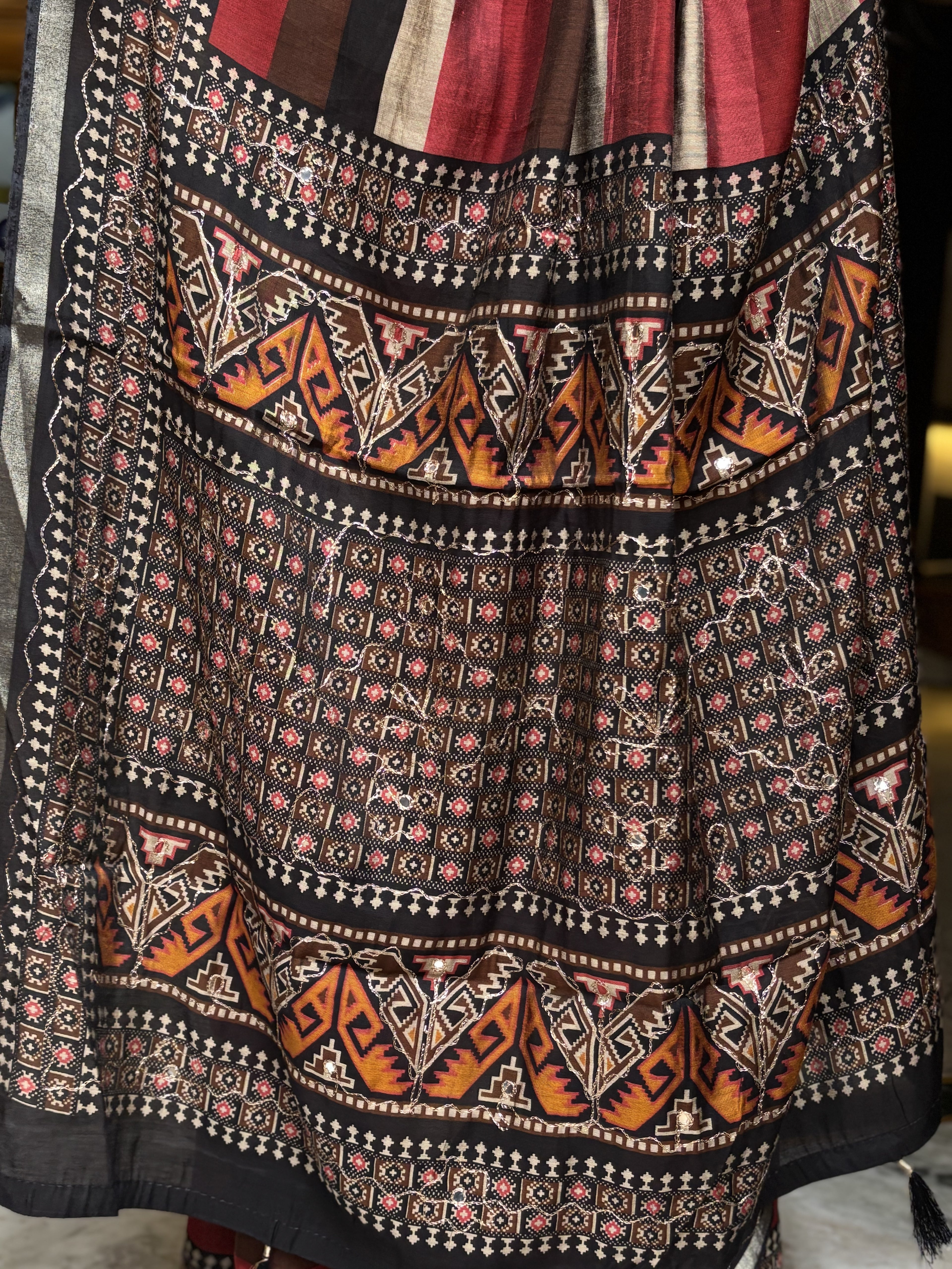 Striped Aari Work Saree