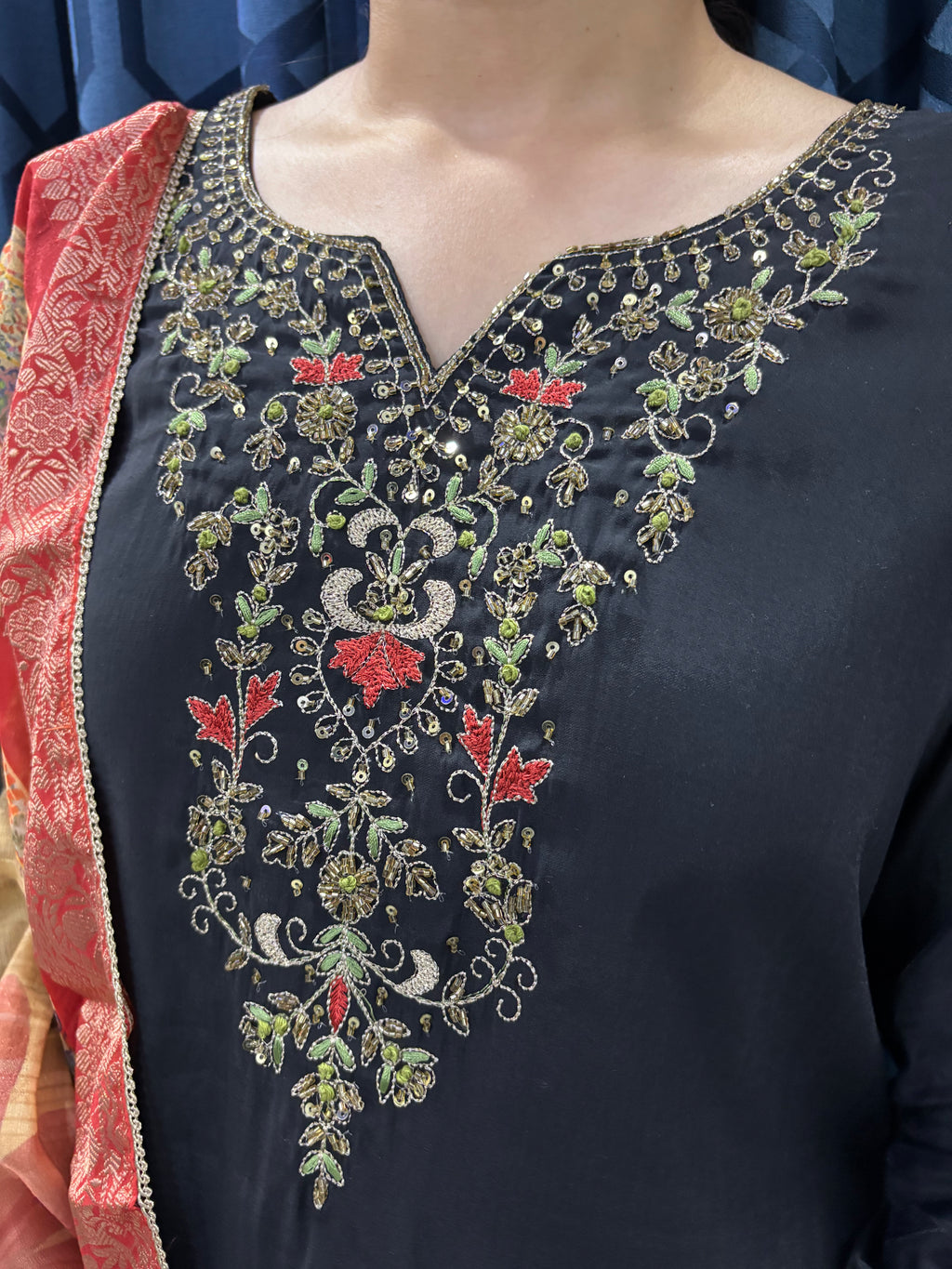 Black Handwork Suit Set