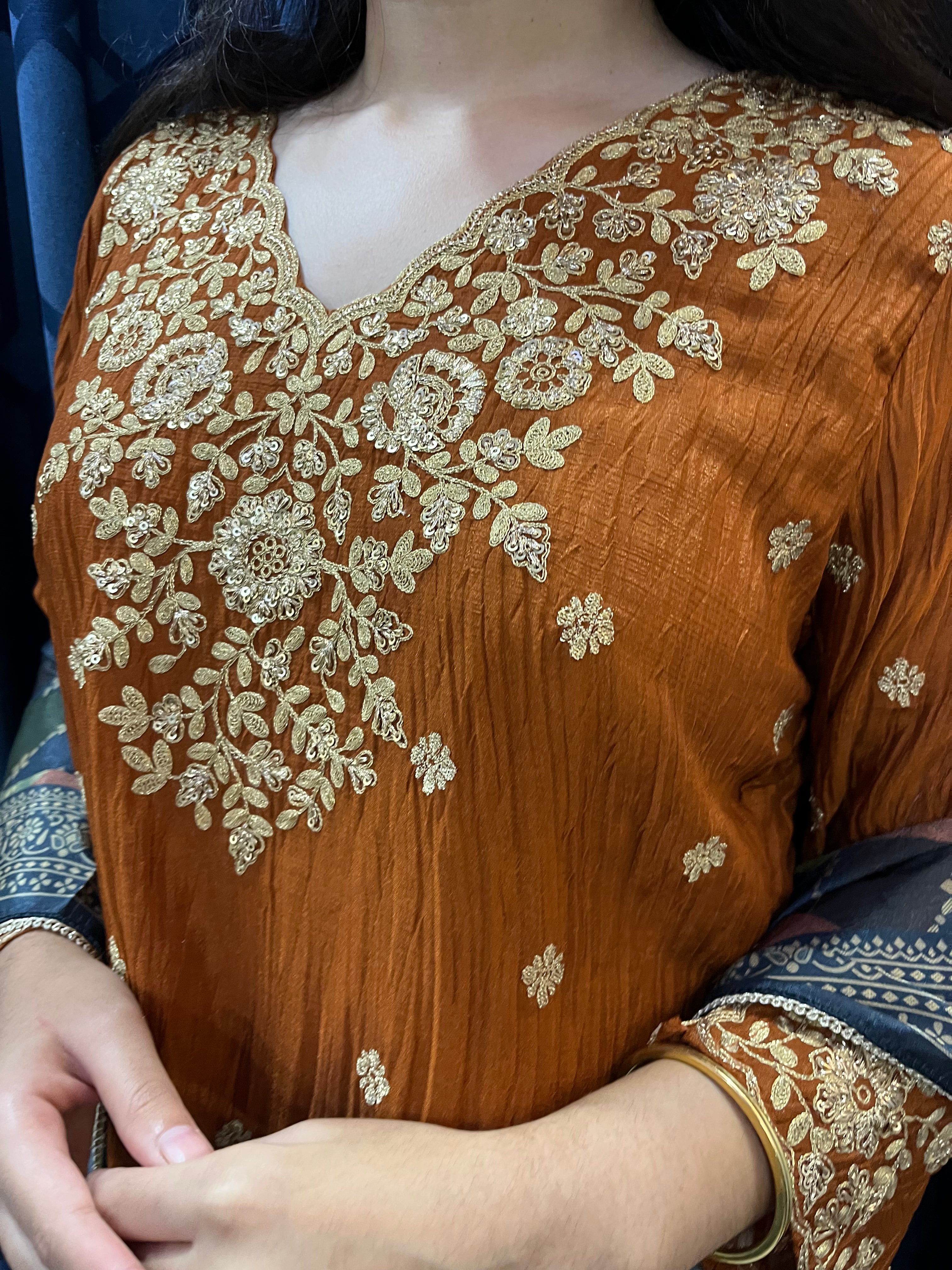 Rust Orange Sharara Set