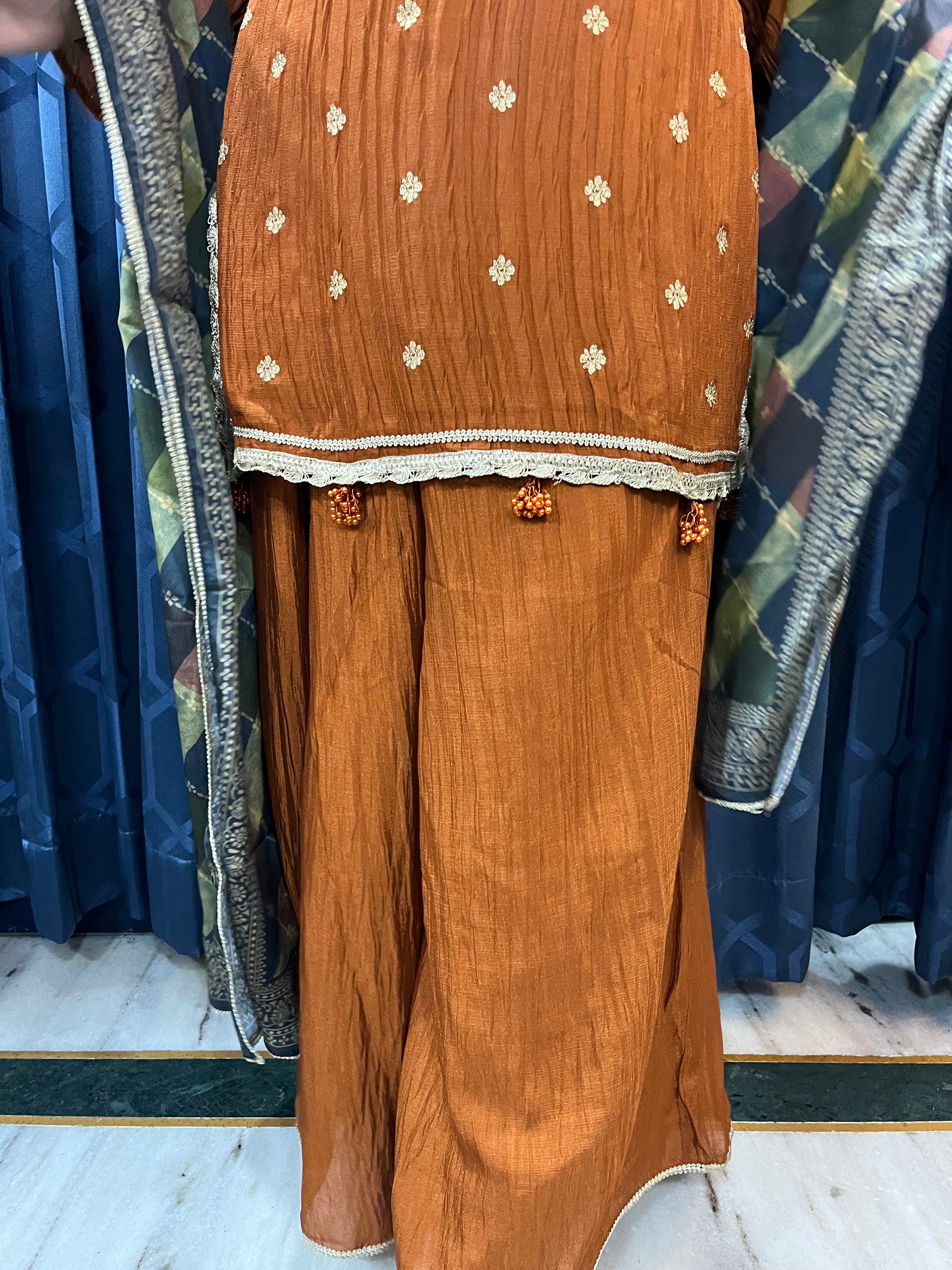 Rust Orange Sharara Set