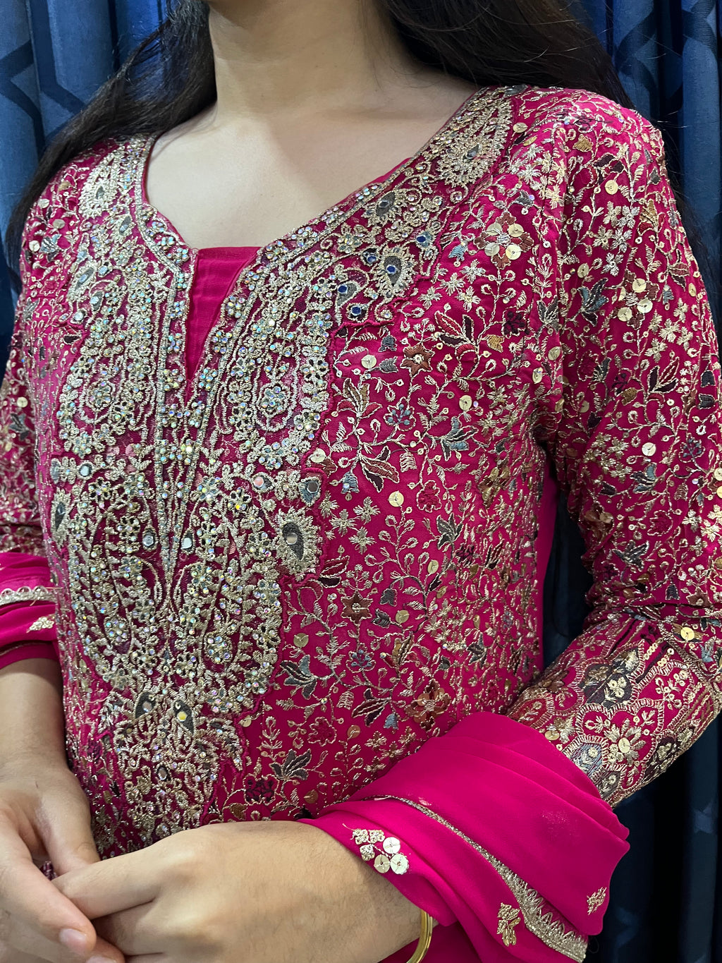 Thread work Anarkali set