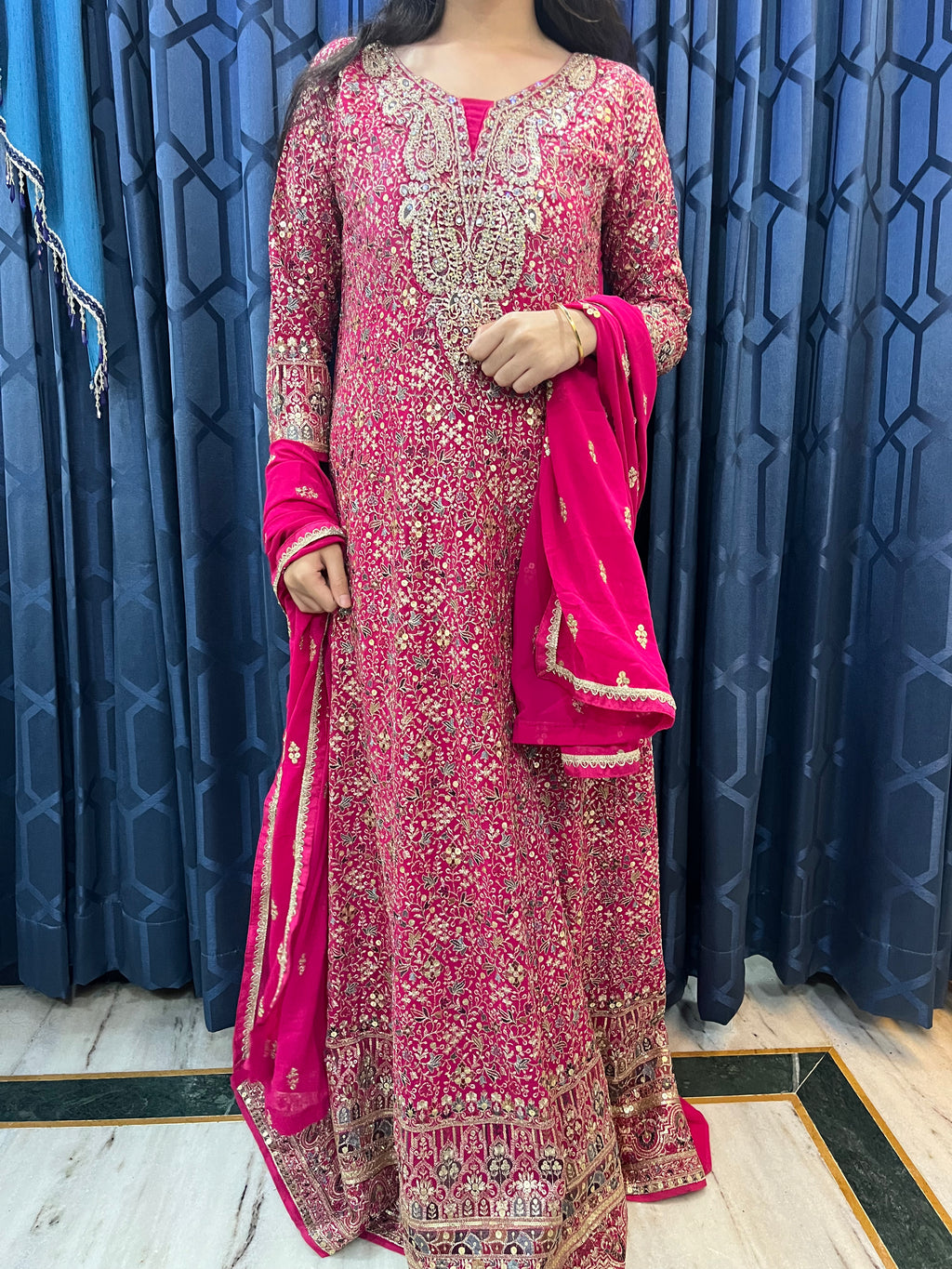 Thread work Anarkali set