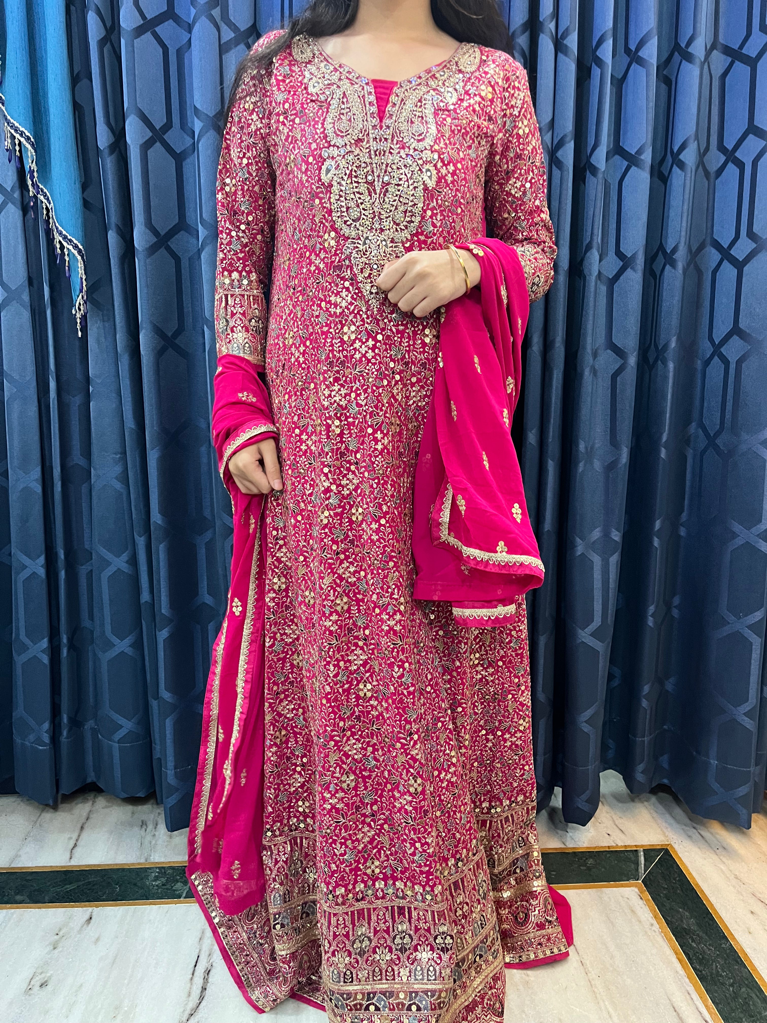 Thread work Anarkali set
