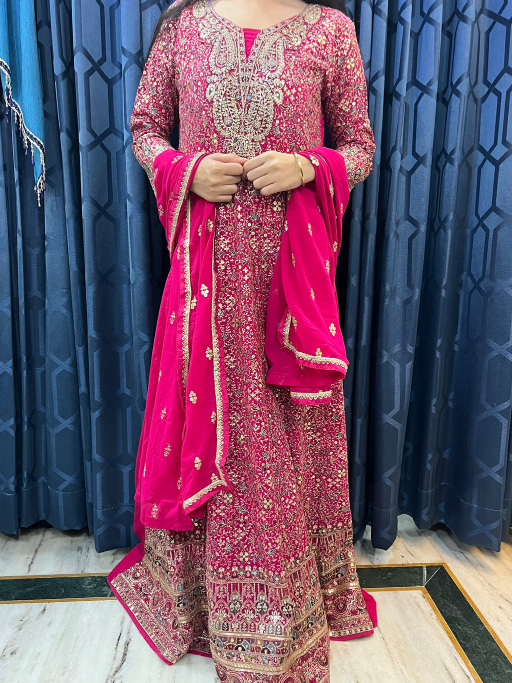 Thread work Anarkali set